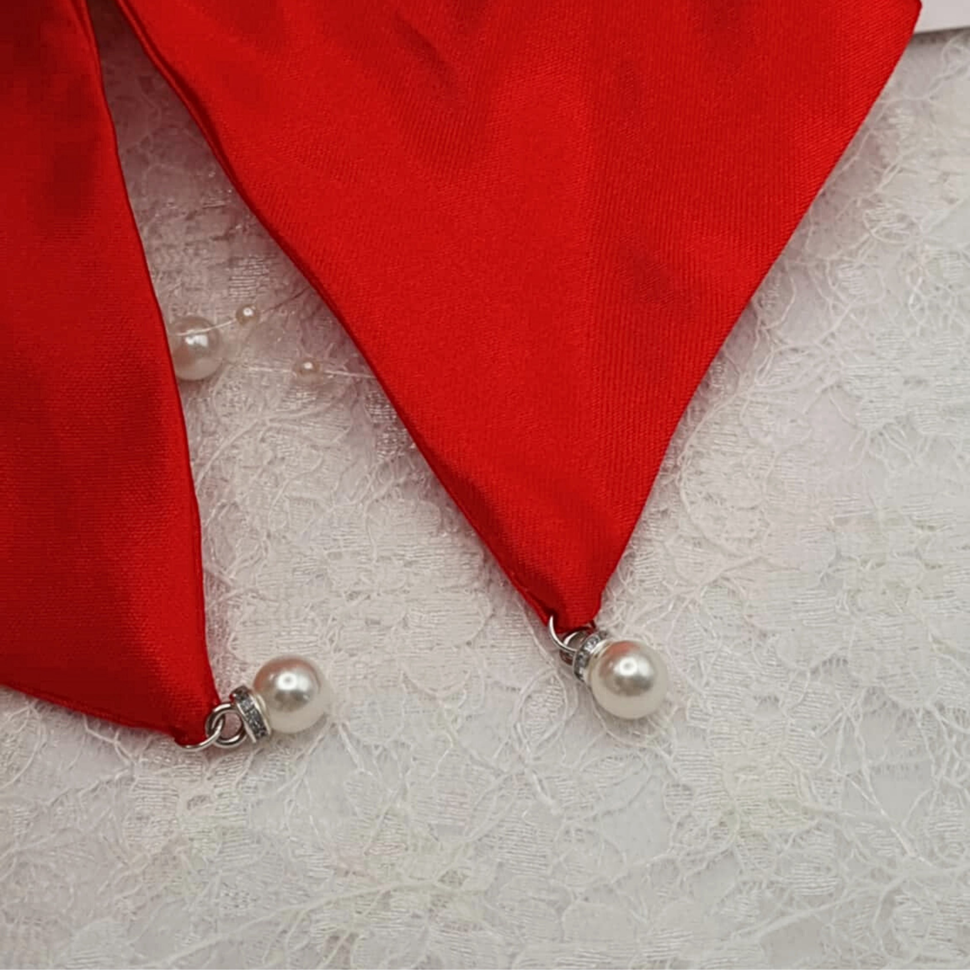 Holly Satin Bow | Silky Satin Bow with Pearls & Diamanté