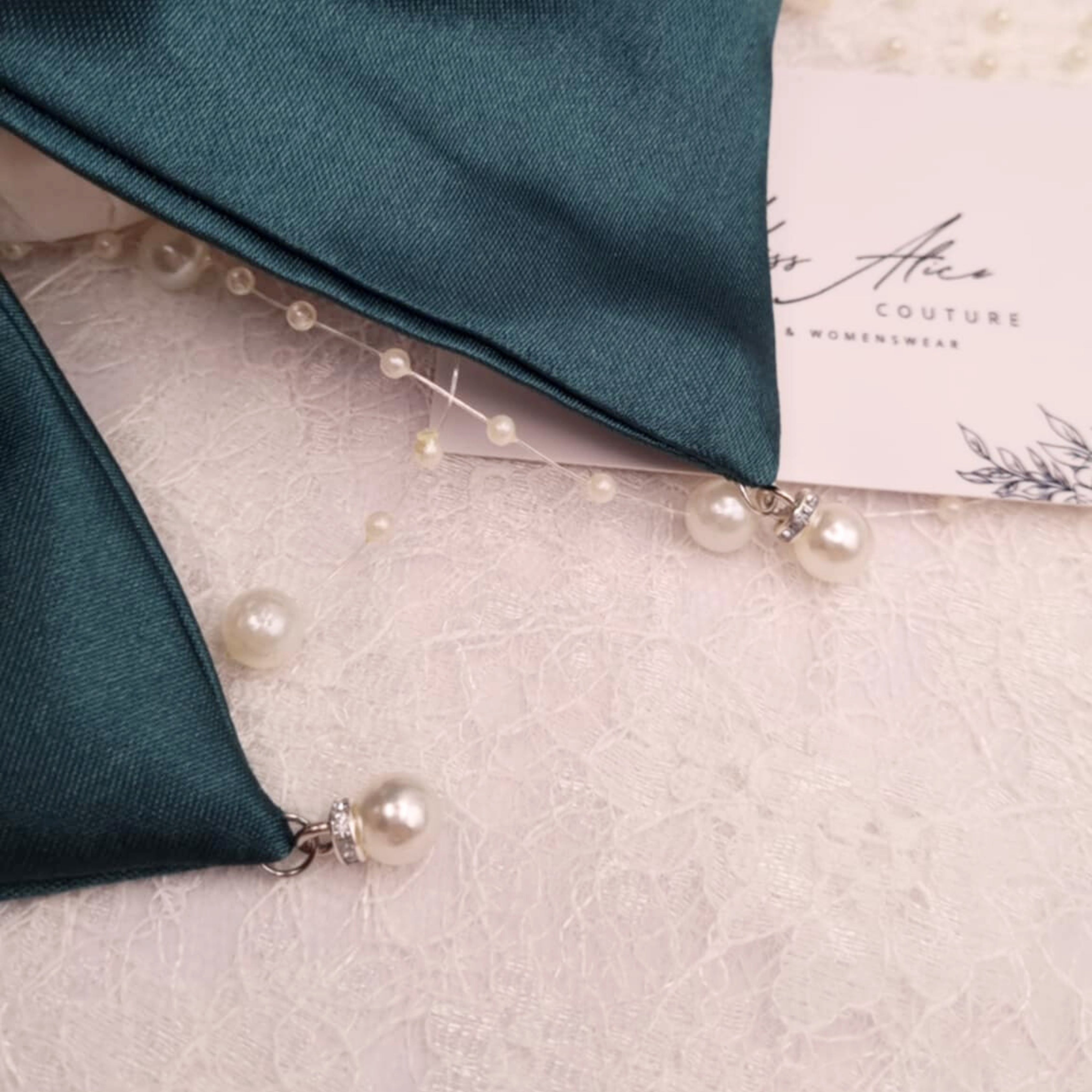 Noella Satin Bow | Silky Satin Bow with Pearls & Diamanté