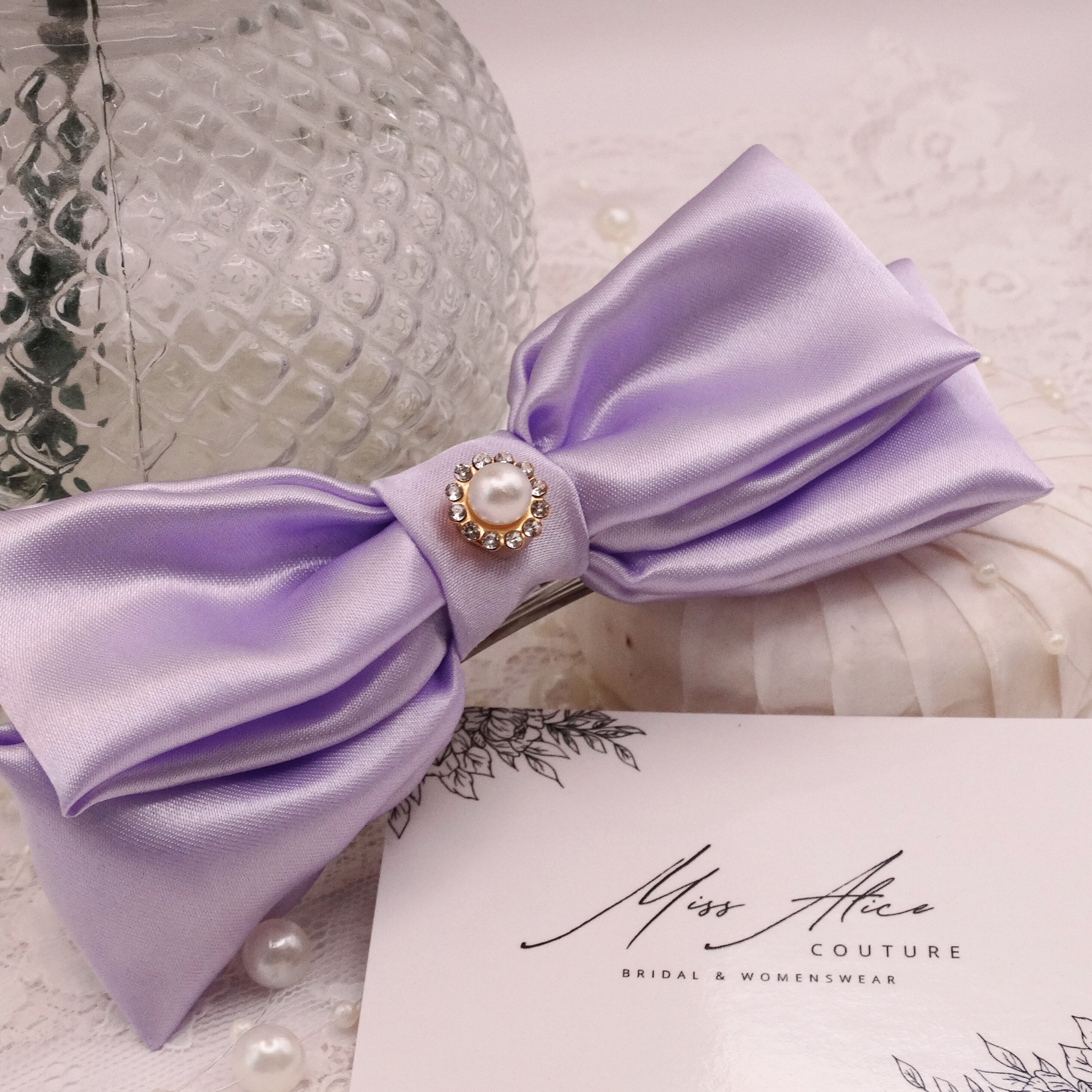 Luna Mini Bow | Soft Violet Satin | Hair Clip Accessory