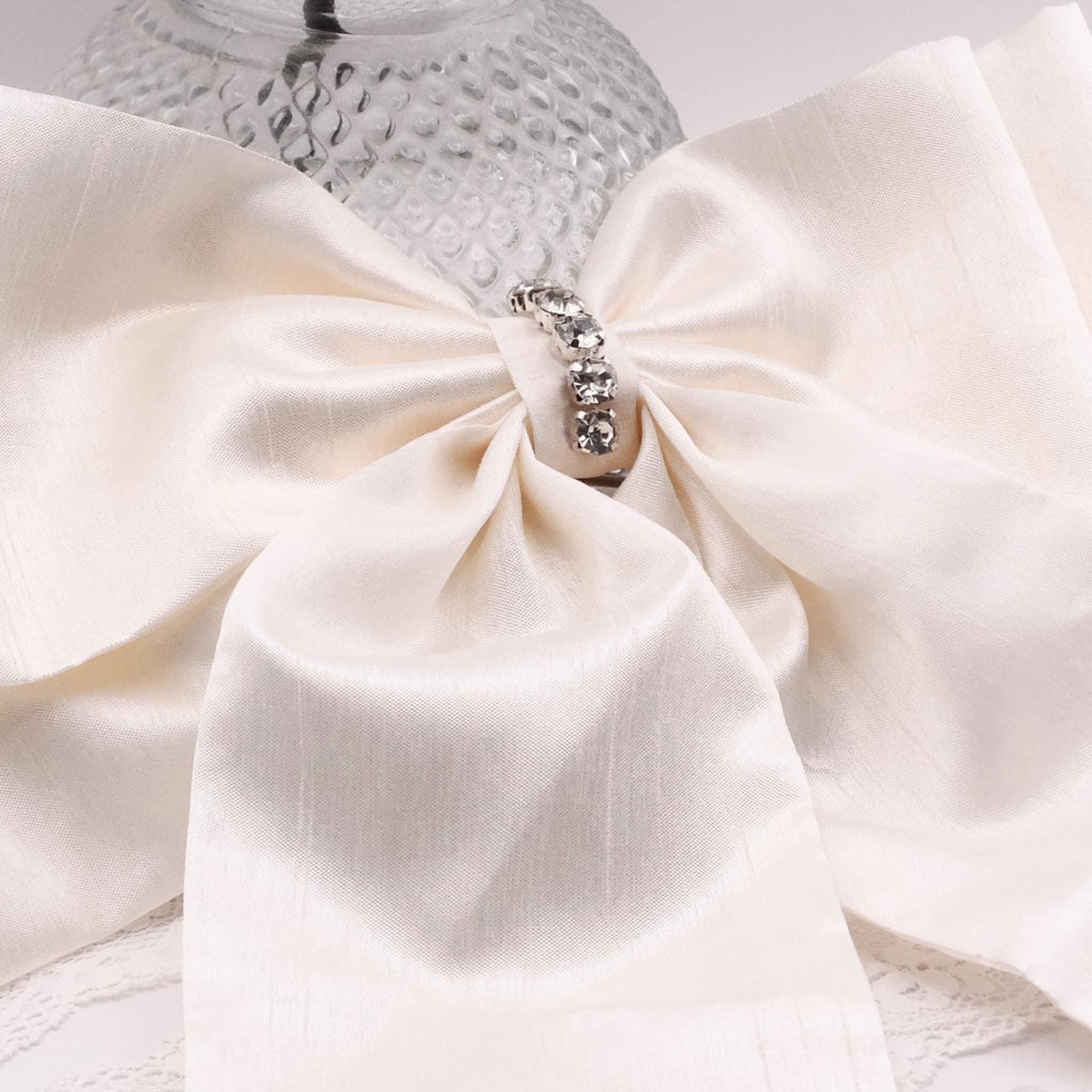 Isla Dupion Silk Bow | Soft Cream Ivory with Pearl & Diamanté Detail