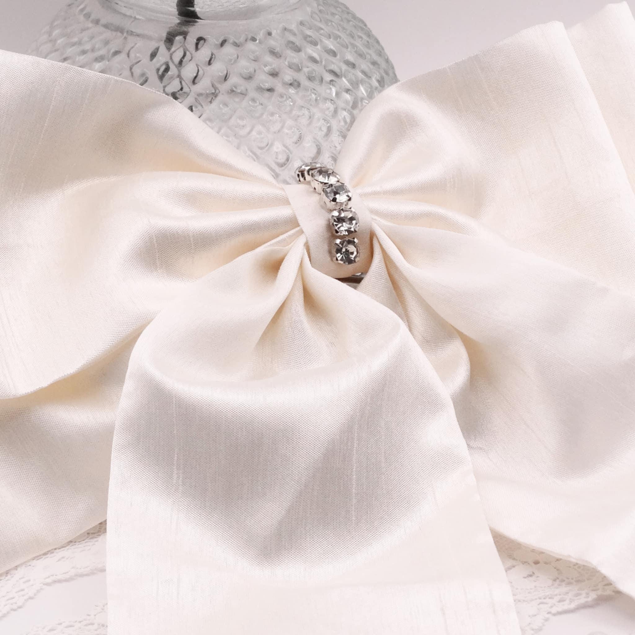 Isla Dupion Silk Bow | Soft Cream Ivory with Pearl & Diamanté Detail