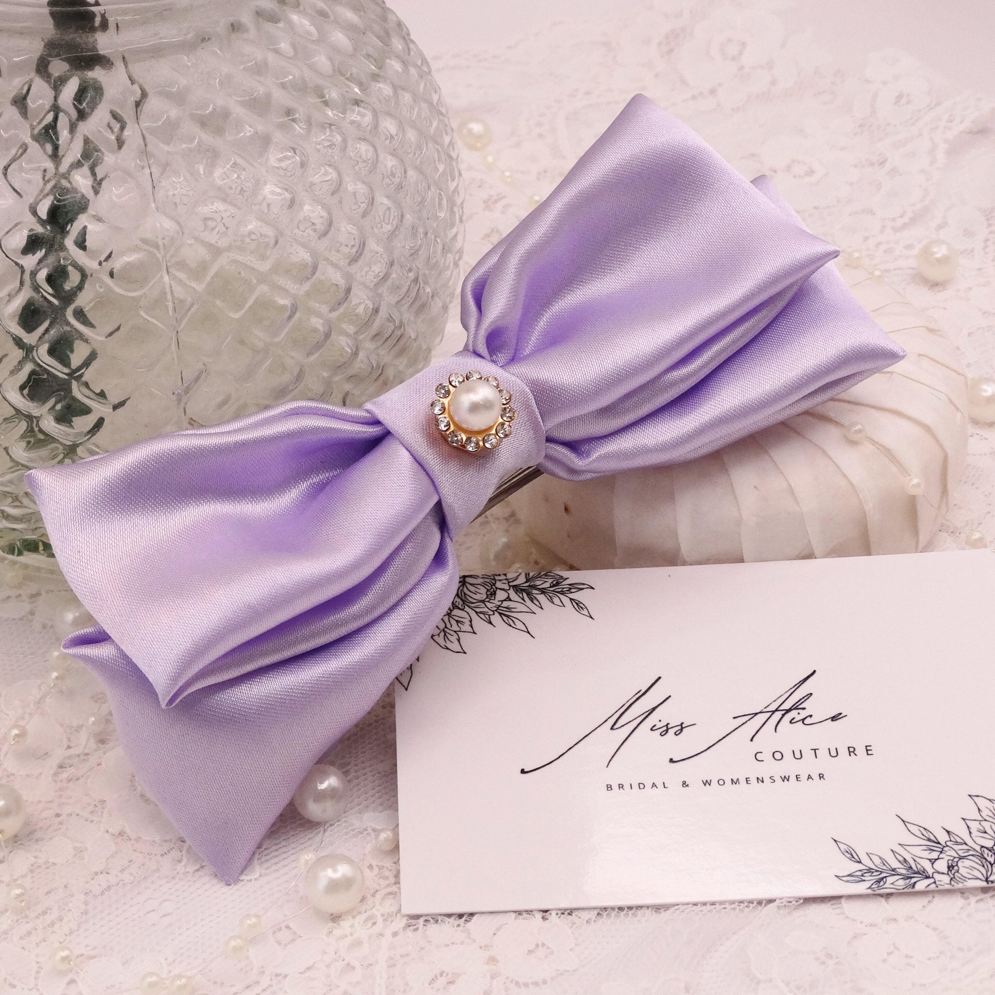 Luna Mini Bow | Soft Violet Satin | Hair Clip Accessory