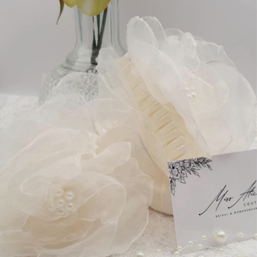 Camila Claw Clip | Silky Soft Organza Claw with Pearls