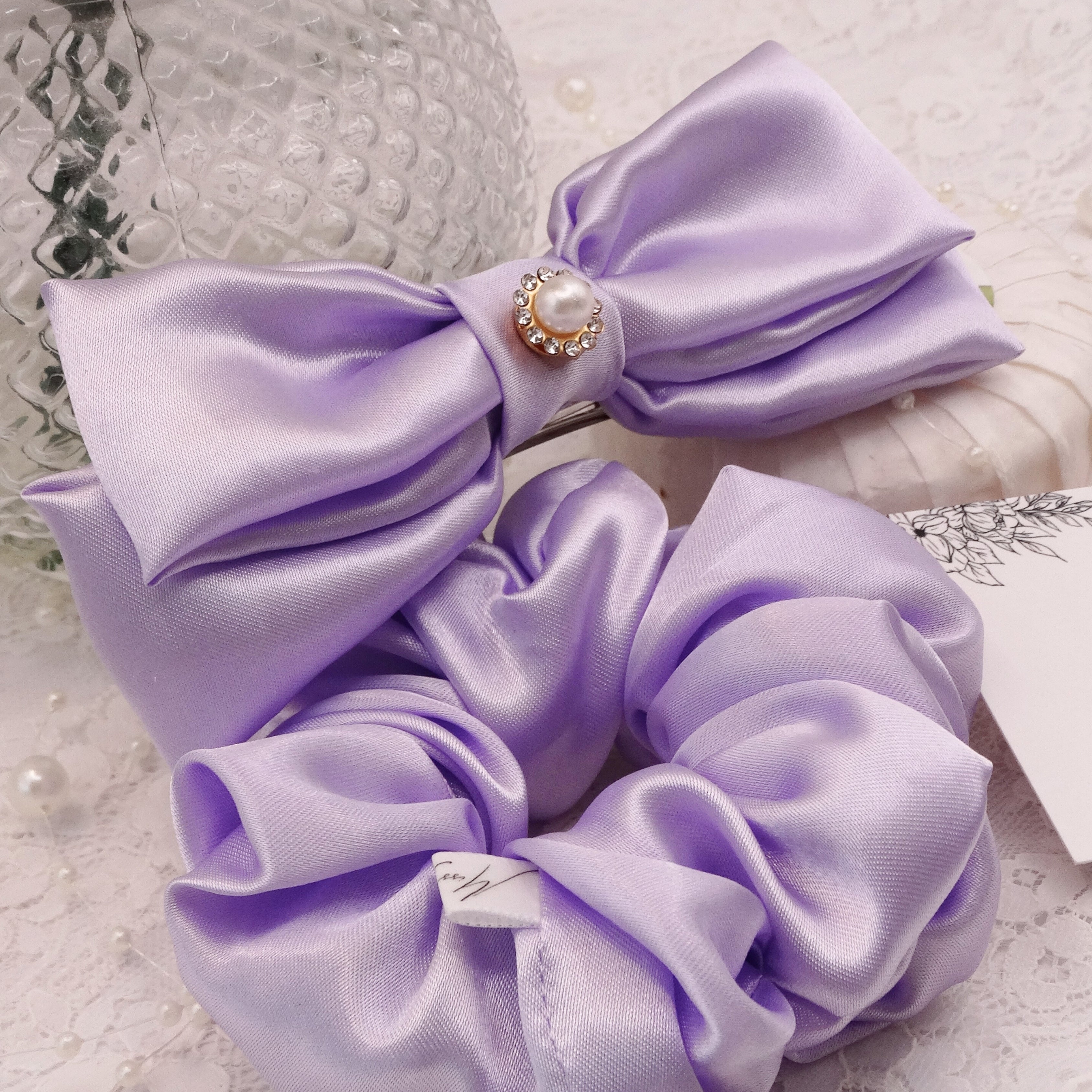 Luna Mini Bow | Soft Violet Satin | Hair Clip Accessory