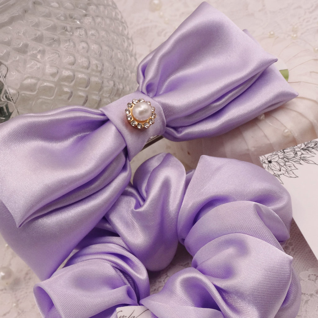 Luna Mini Scrunchie | Soft Violet Satin | Hair Accessory
