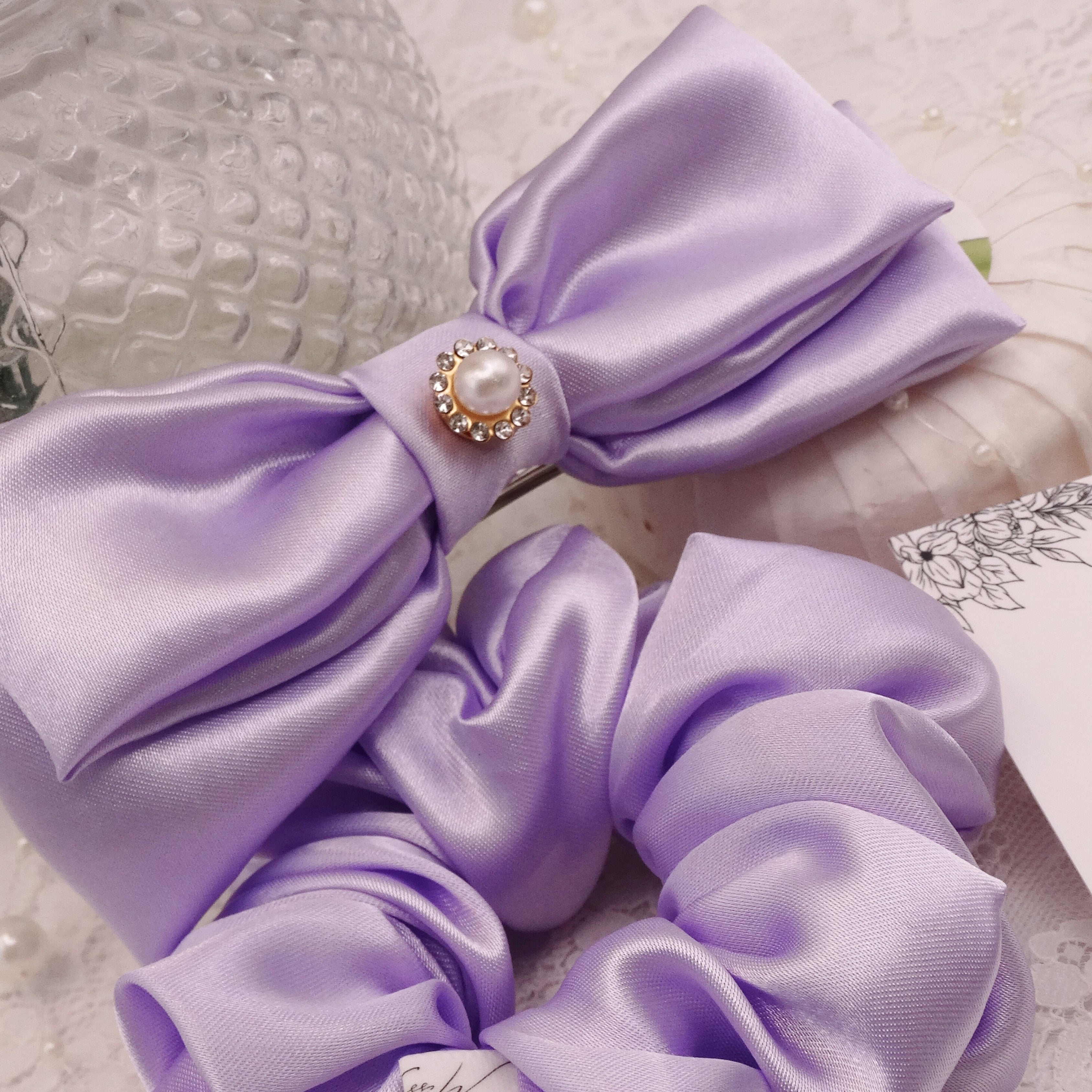 Luna Mini Scrunchie | Soft Violet Satin | Hair Accessory