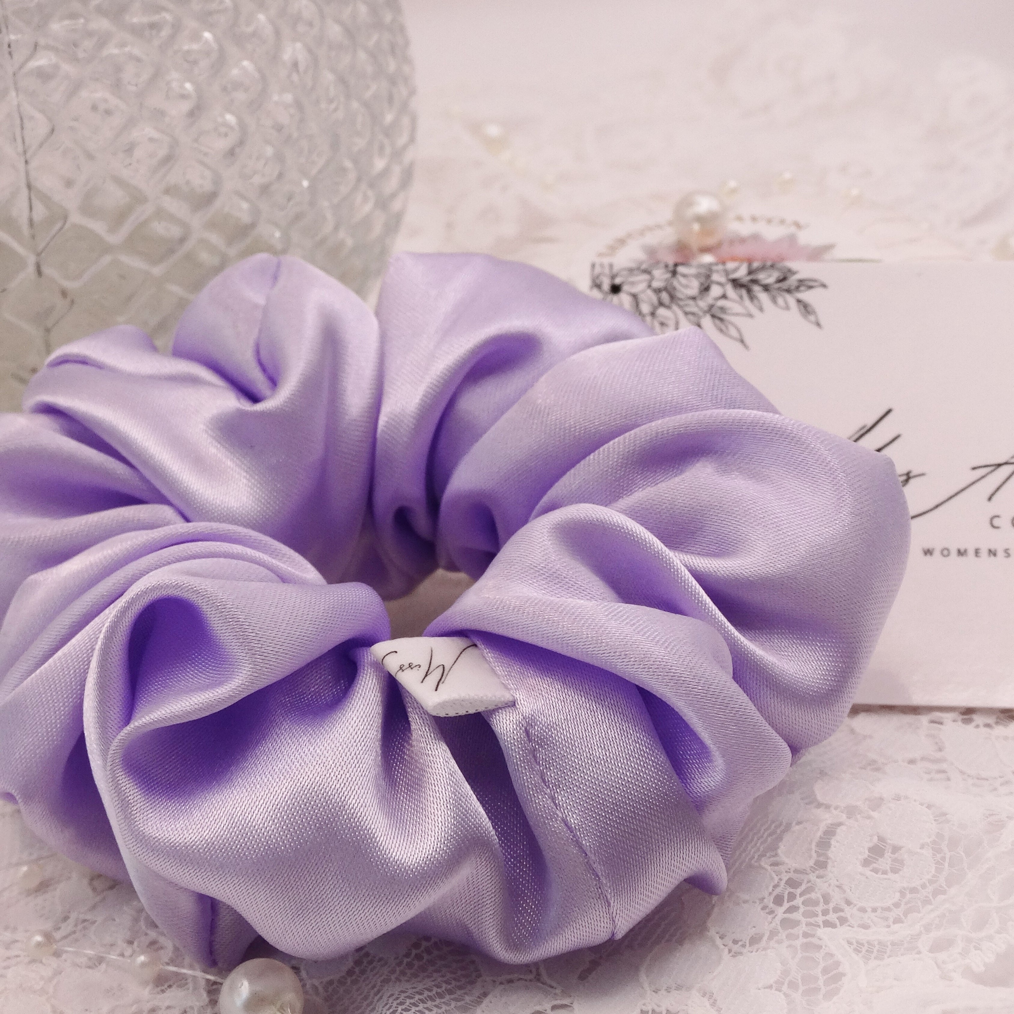 Luna Mini Scrunchie | Soft Violet Satin | Hair Accessory