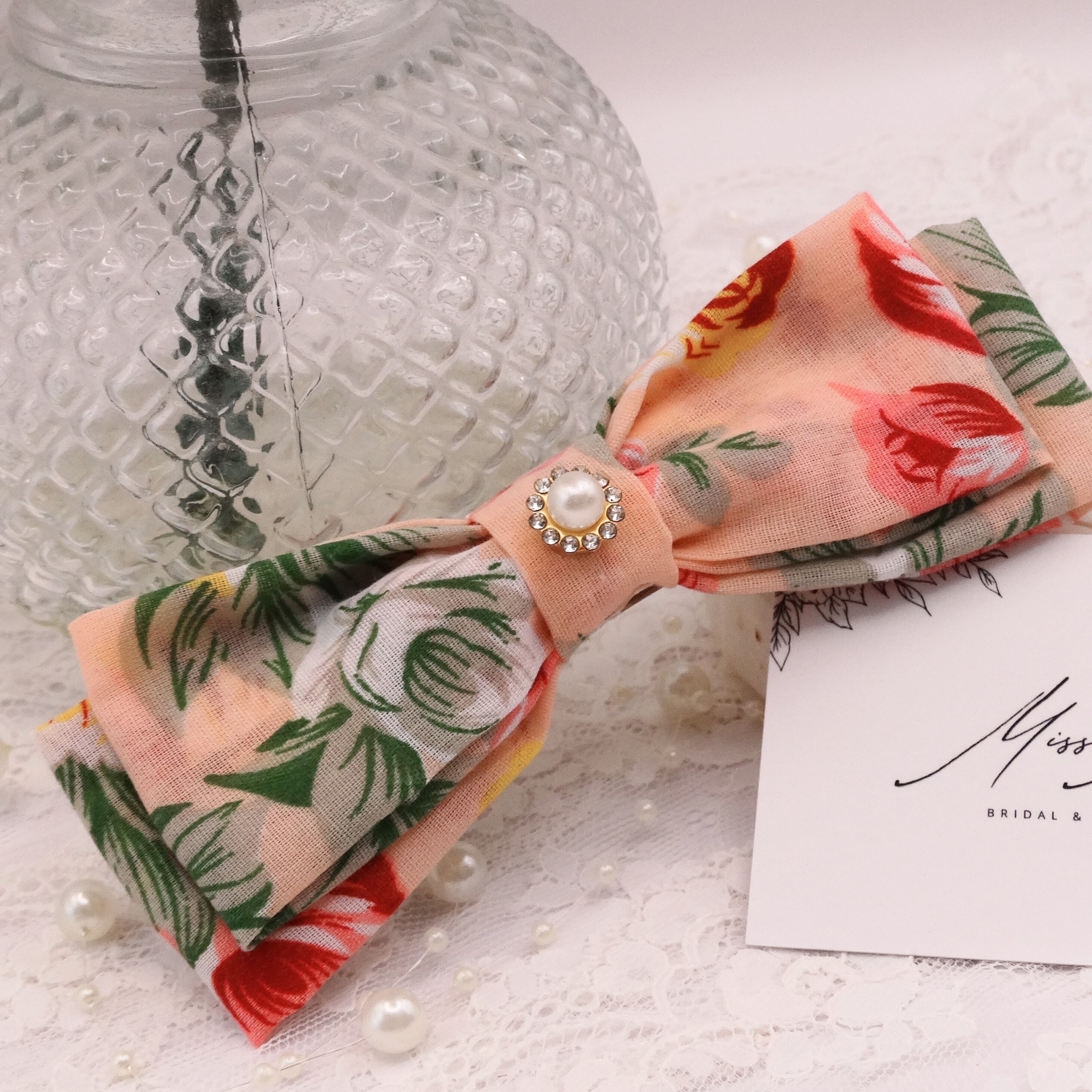 Macie Mini Bow | Soft Floral Cotton | Hair Clip Accessory