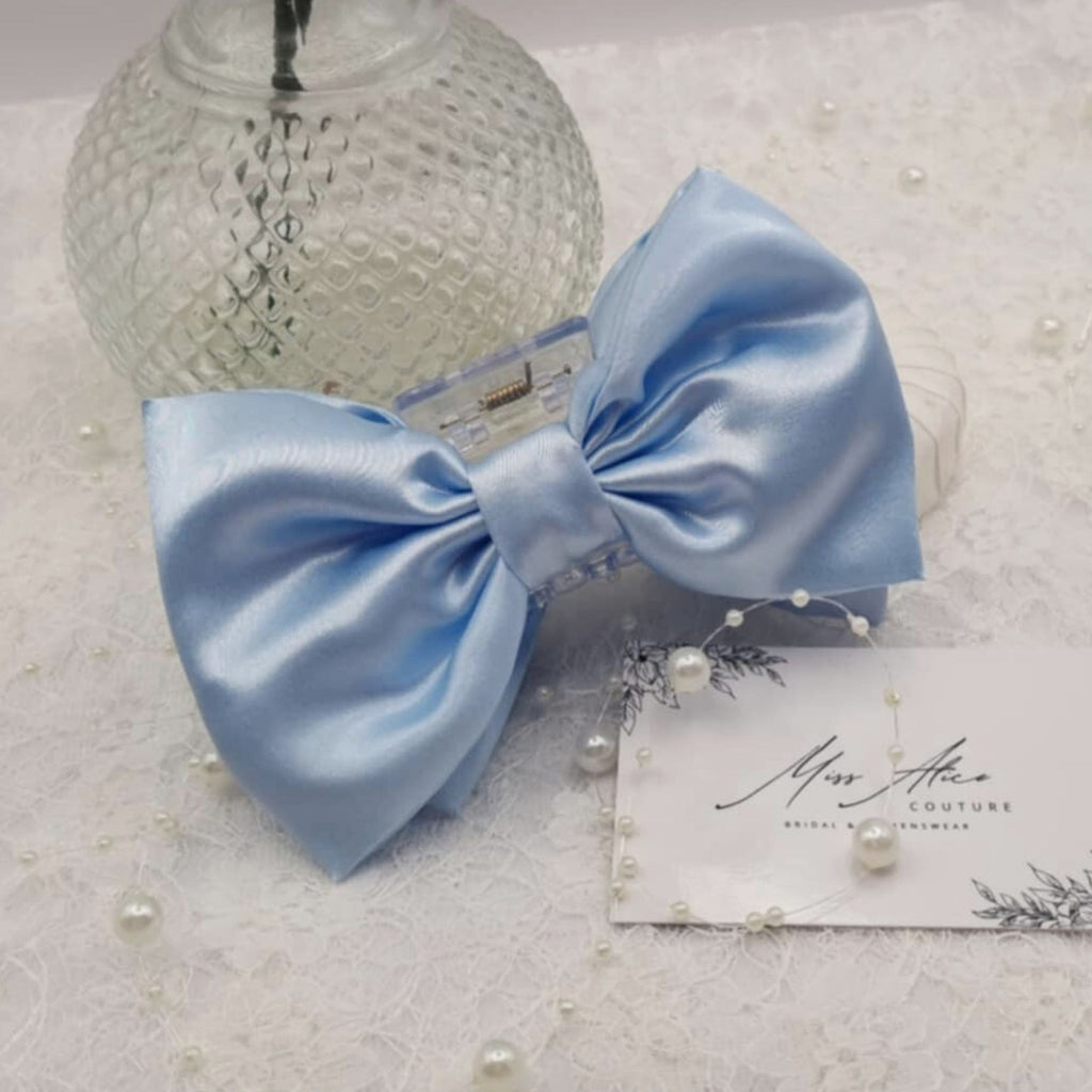 Iris Bow Claw Clip | Silky Soft Blue Satin