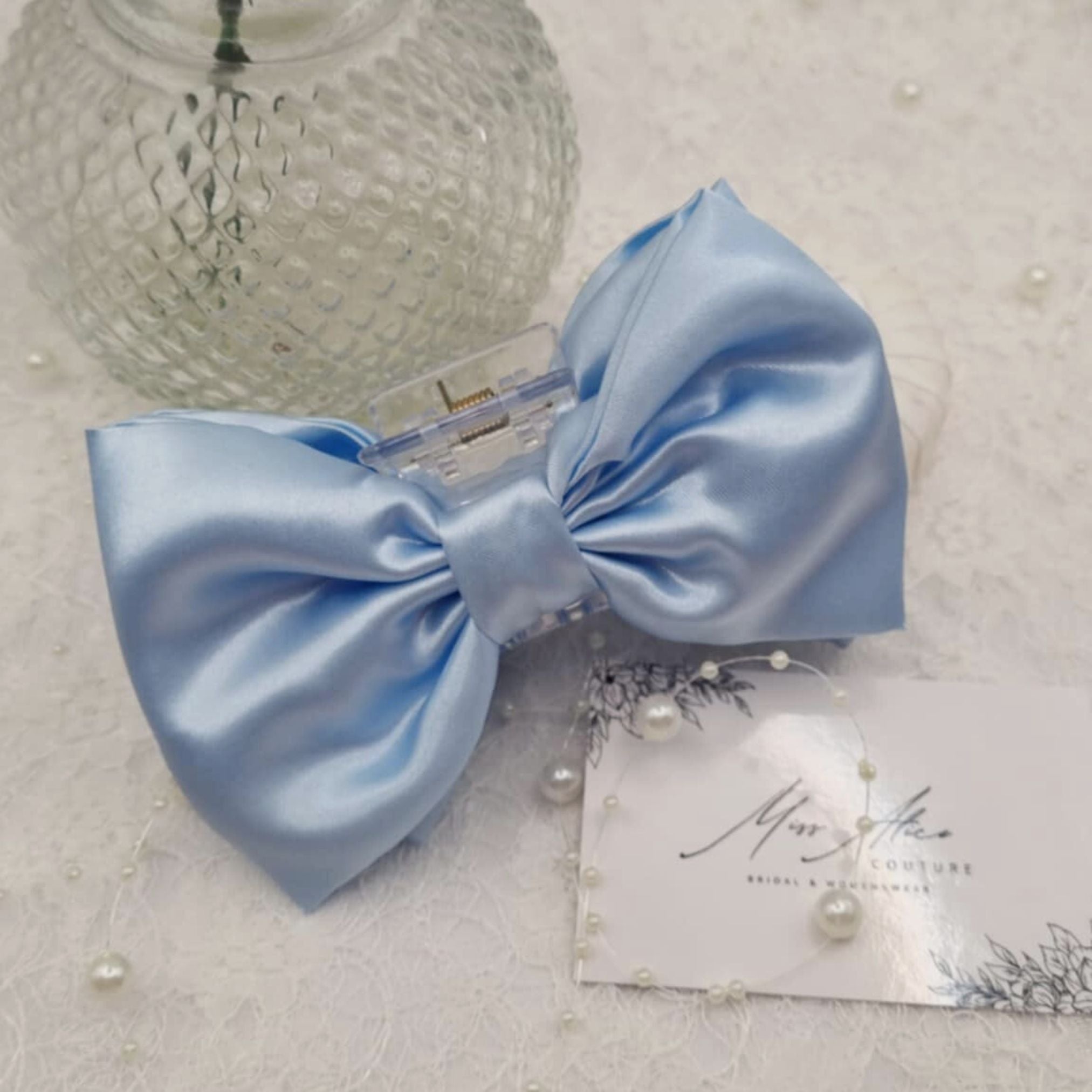 Iris Bow Claw Clip | Silky Soft Blue Satin