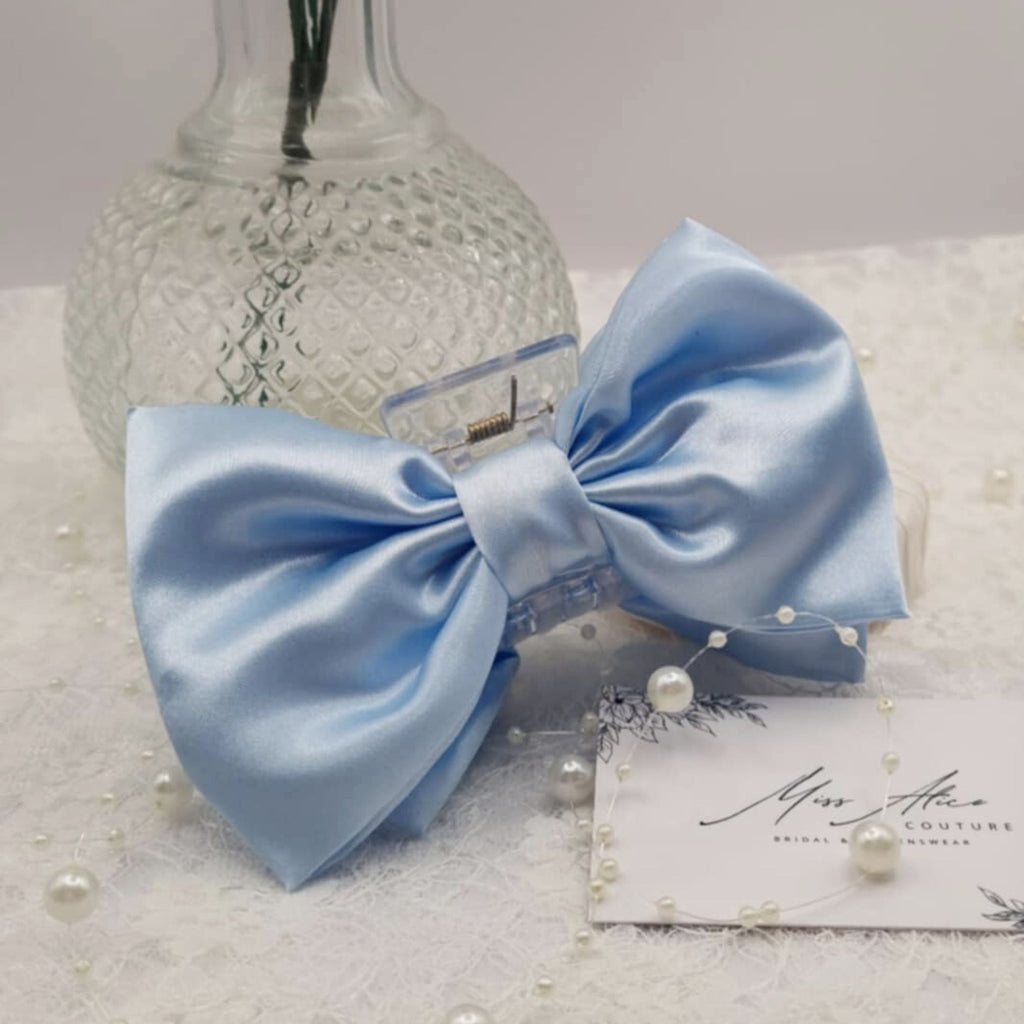 Iris Bow Claw Clip | Silky Soft Blue Satin