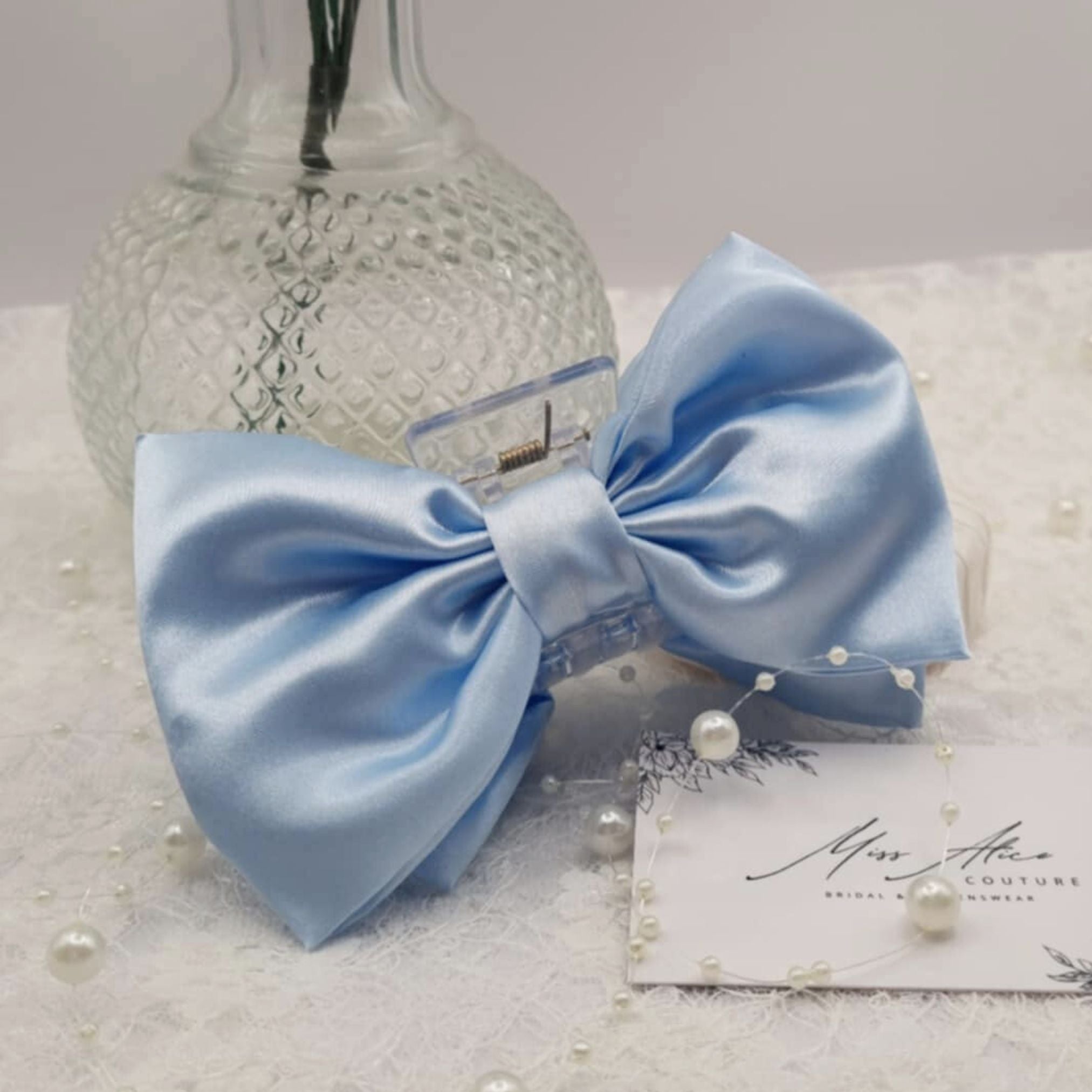 Iris Bow Claw Clip | Silky Soft Blue Satin