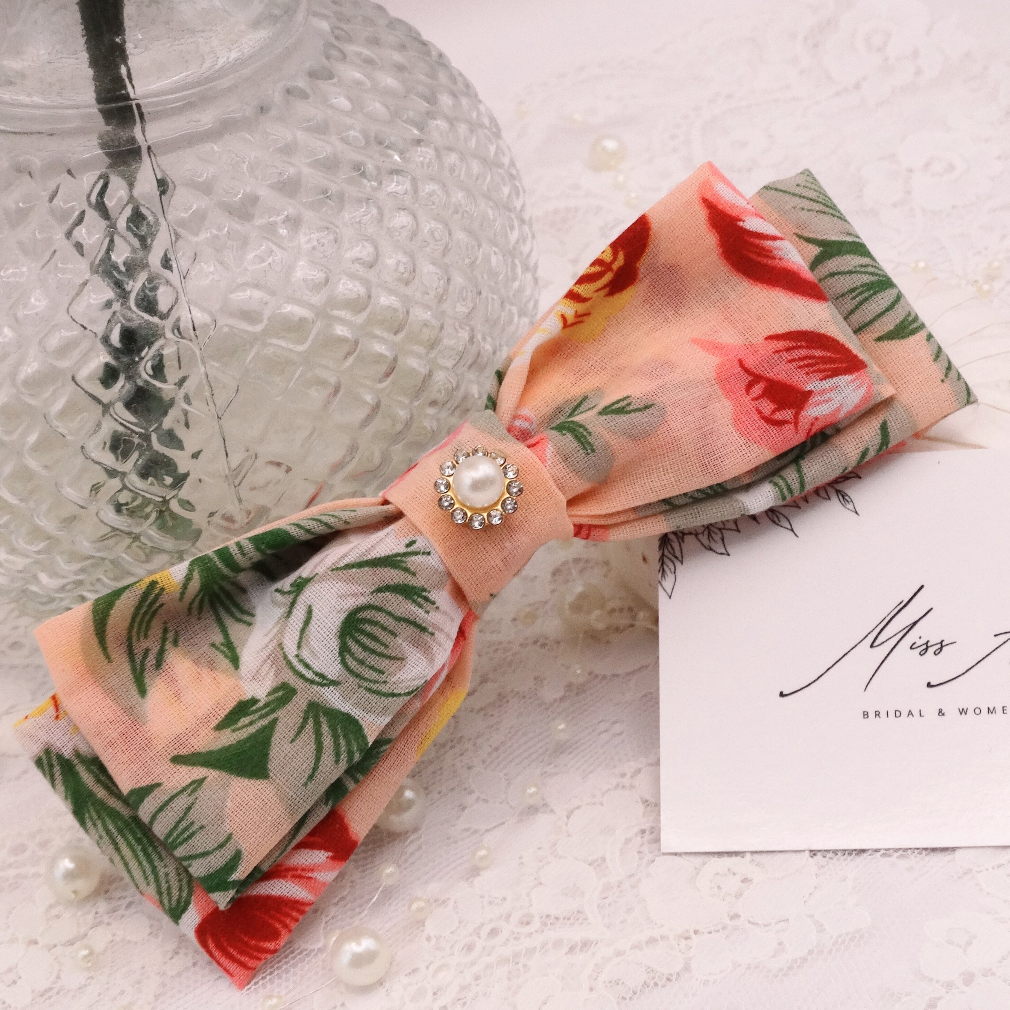 Macie Mini Bow | Soft Floral Cotton | Hair Clip Accessory