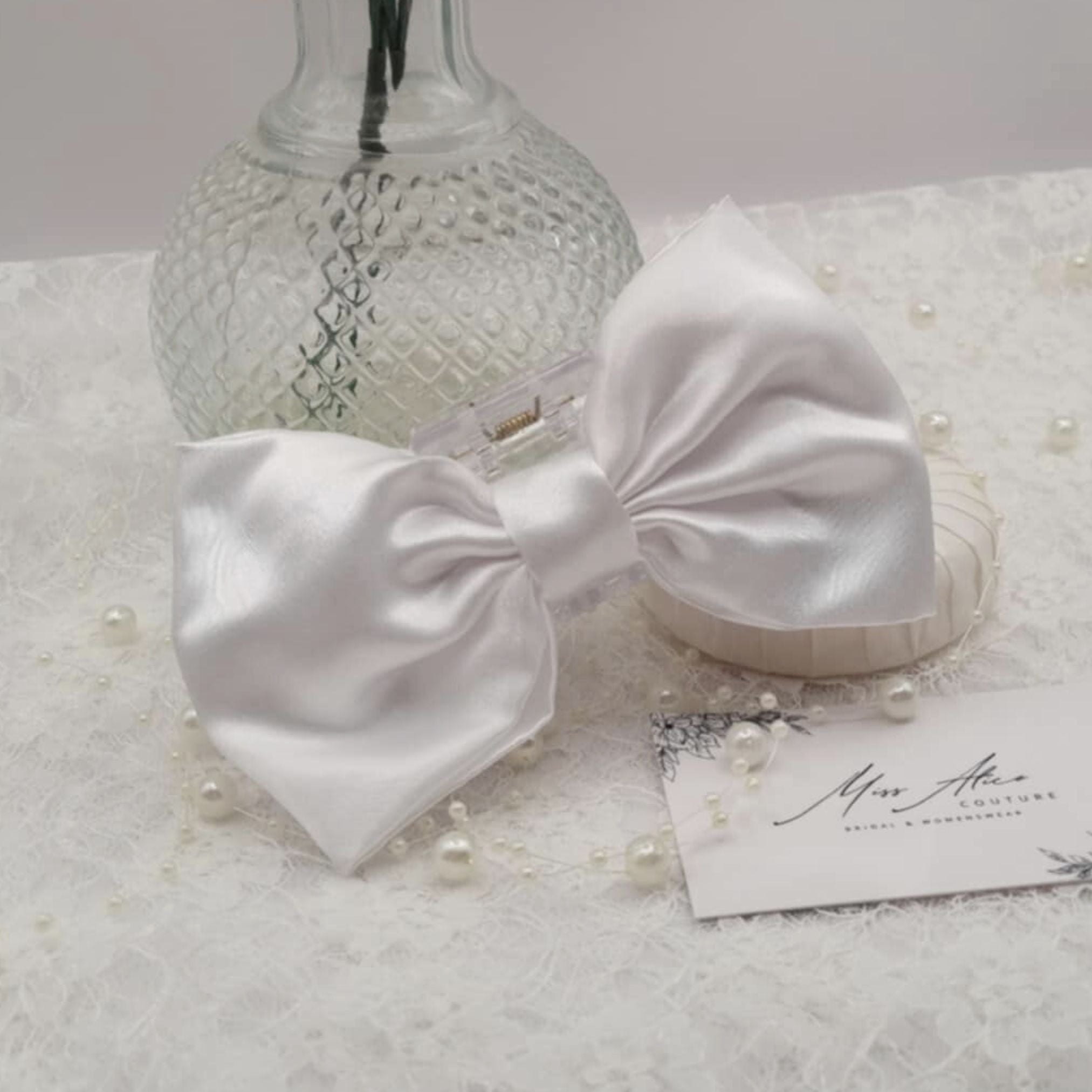 Brielle Bow Claw Clip | Silky Soft White Satin