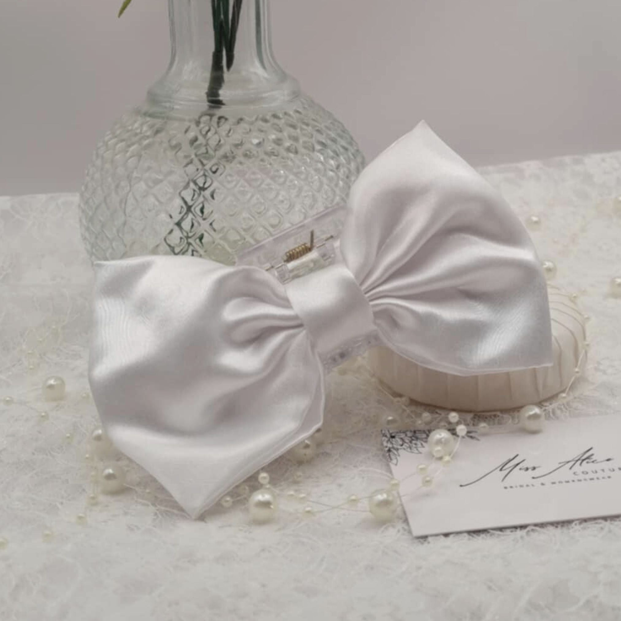 Brielle Bow Claw Clip | Silky Soft White Satin