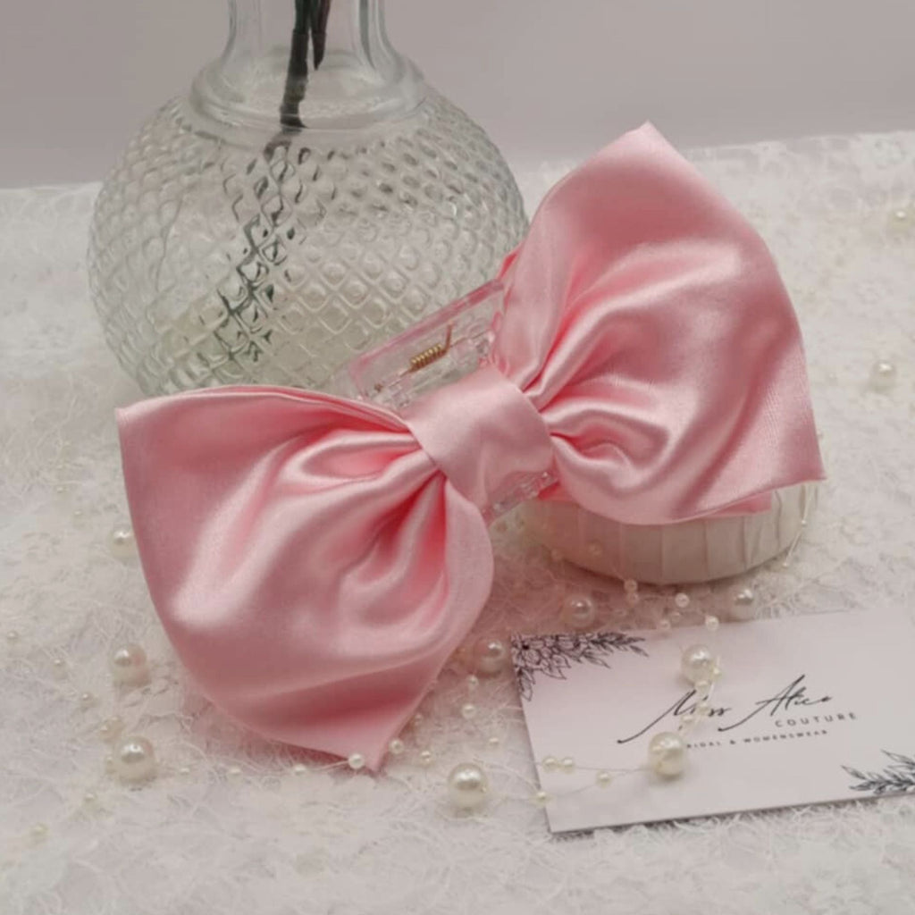 Blossom Bow Claw Clip | Silky Soft Pink Satin