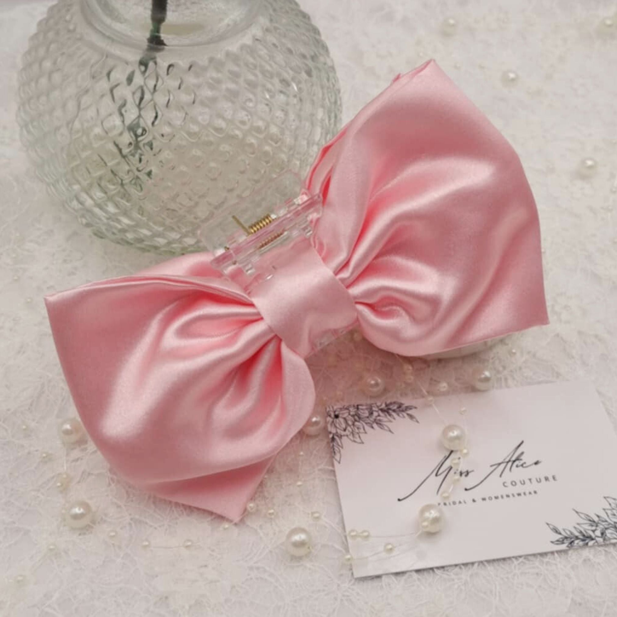 Blossom Bow Claw Clip | Silky Soft Pink Satin