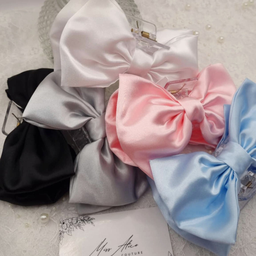Brielle Bow Claw Clip | Silky Soft White Satin