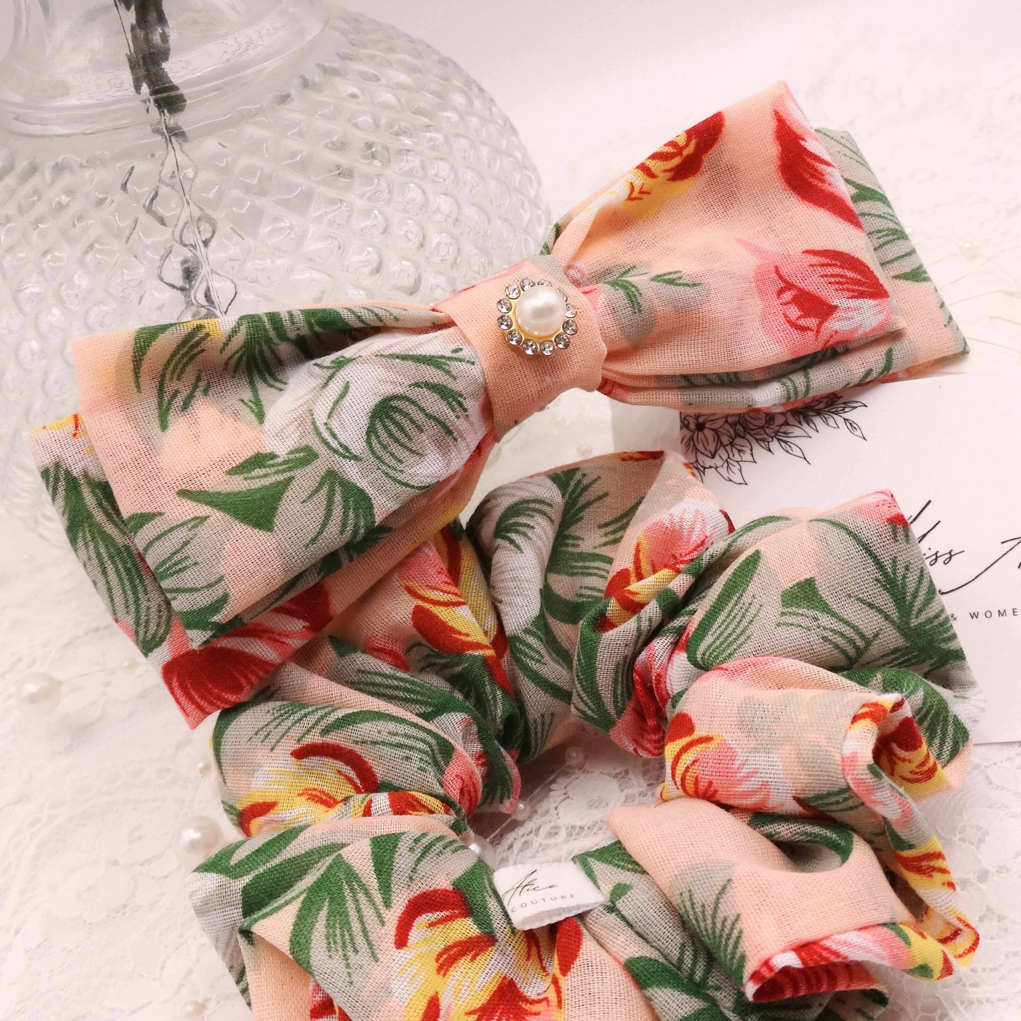 Macie Mini Bow | Soft Floral Cotton | Hair Clip Accessory