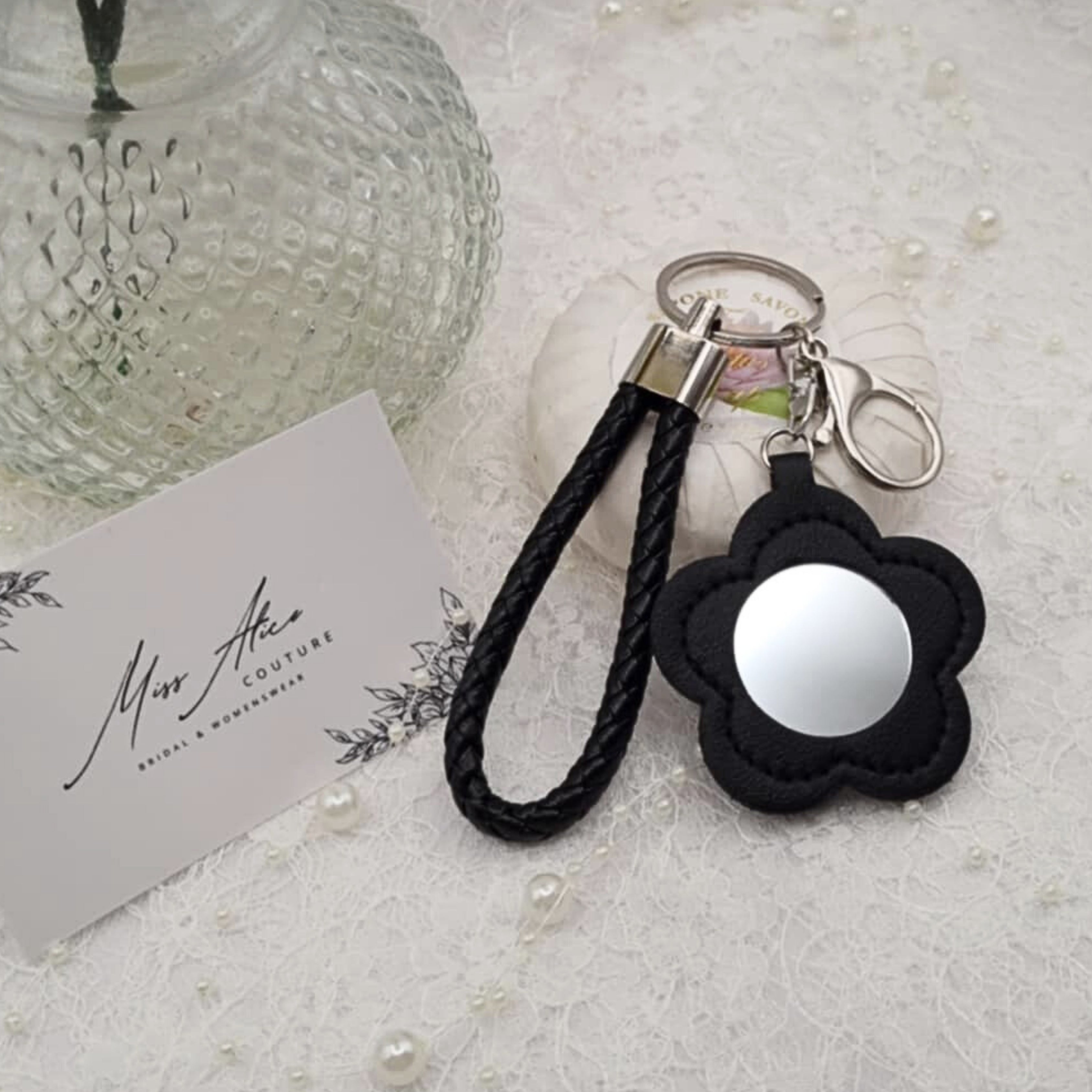Black Flower Keychain | Accessory
