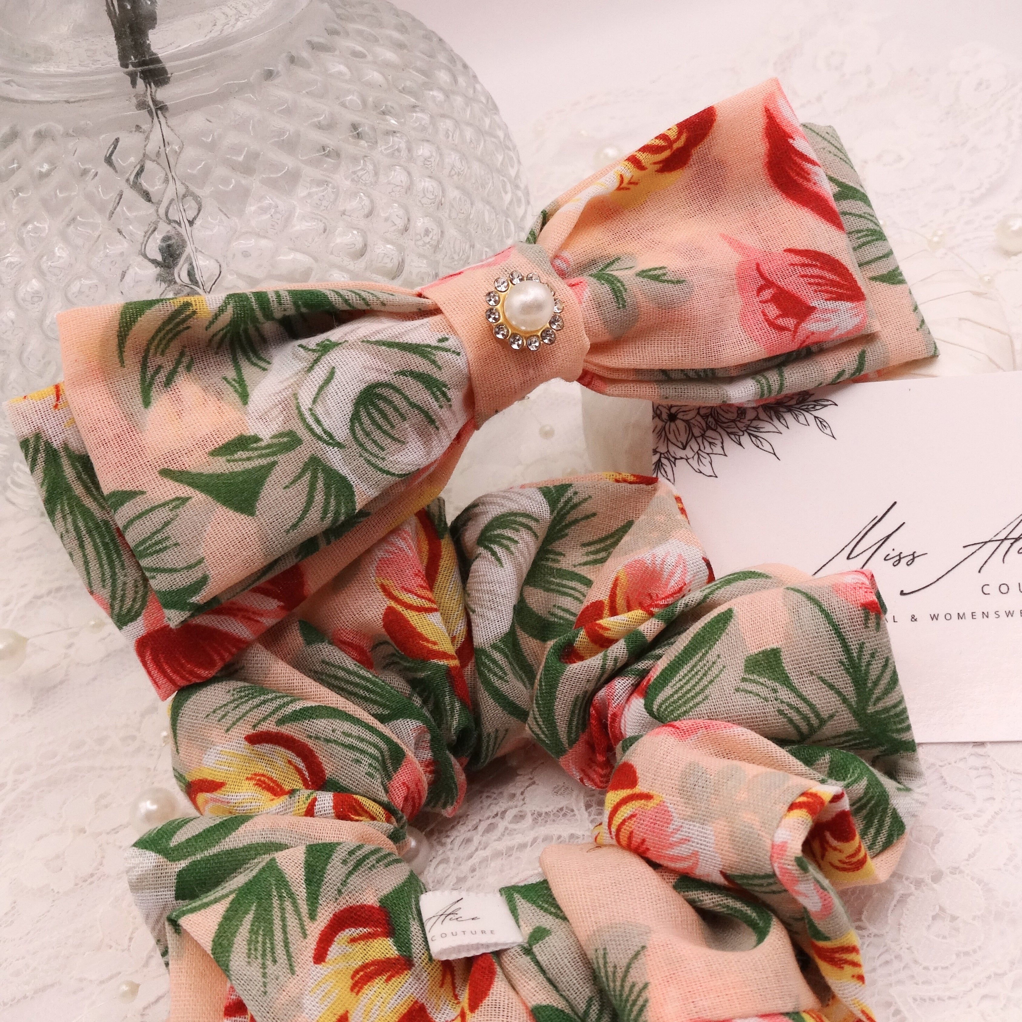 Macie Mini Bow | Soft Floral Cotton | Hair Clip Accessory