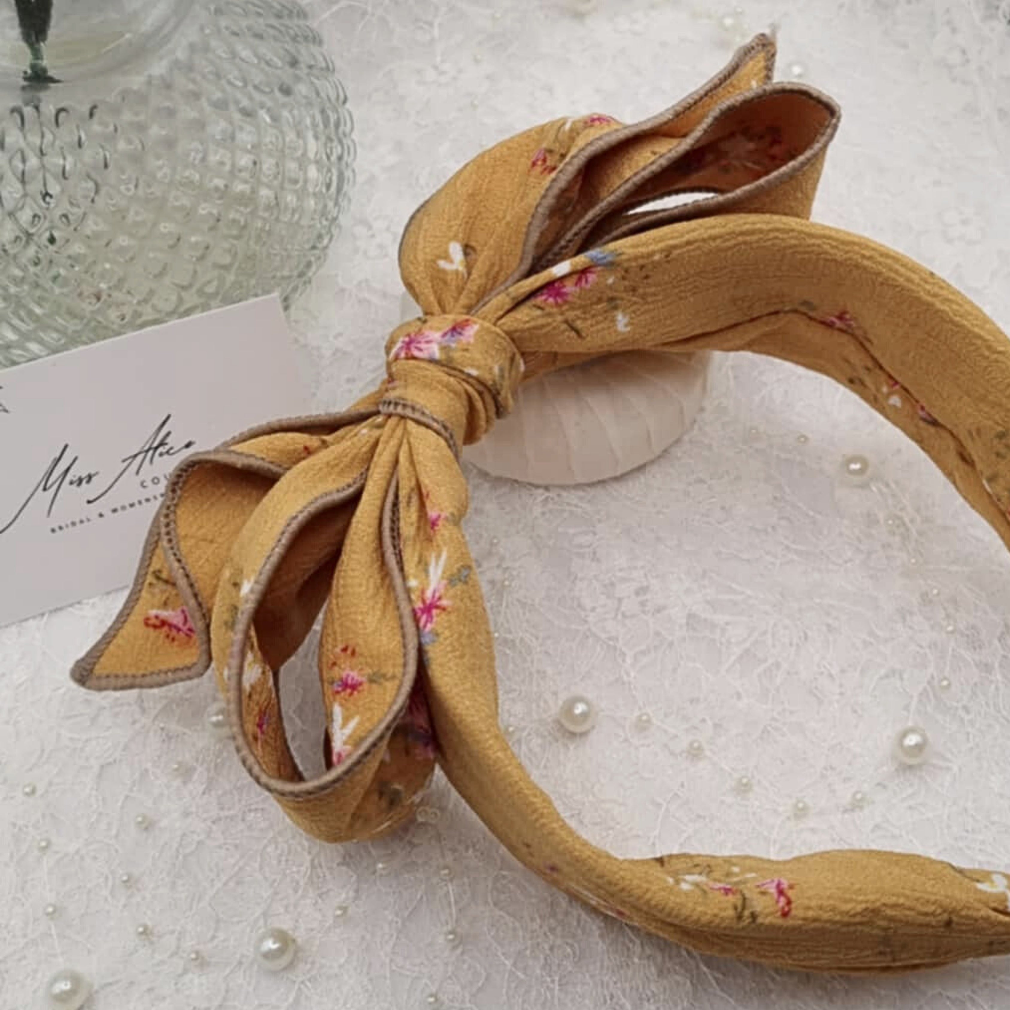 Yellow Floral Bow Headband | Hair Accessory