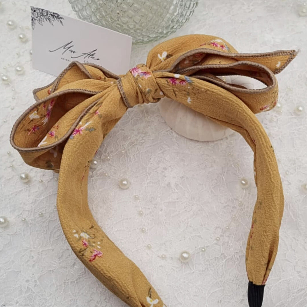 Yellow Floral Bow Headband | Hair Accessory