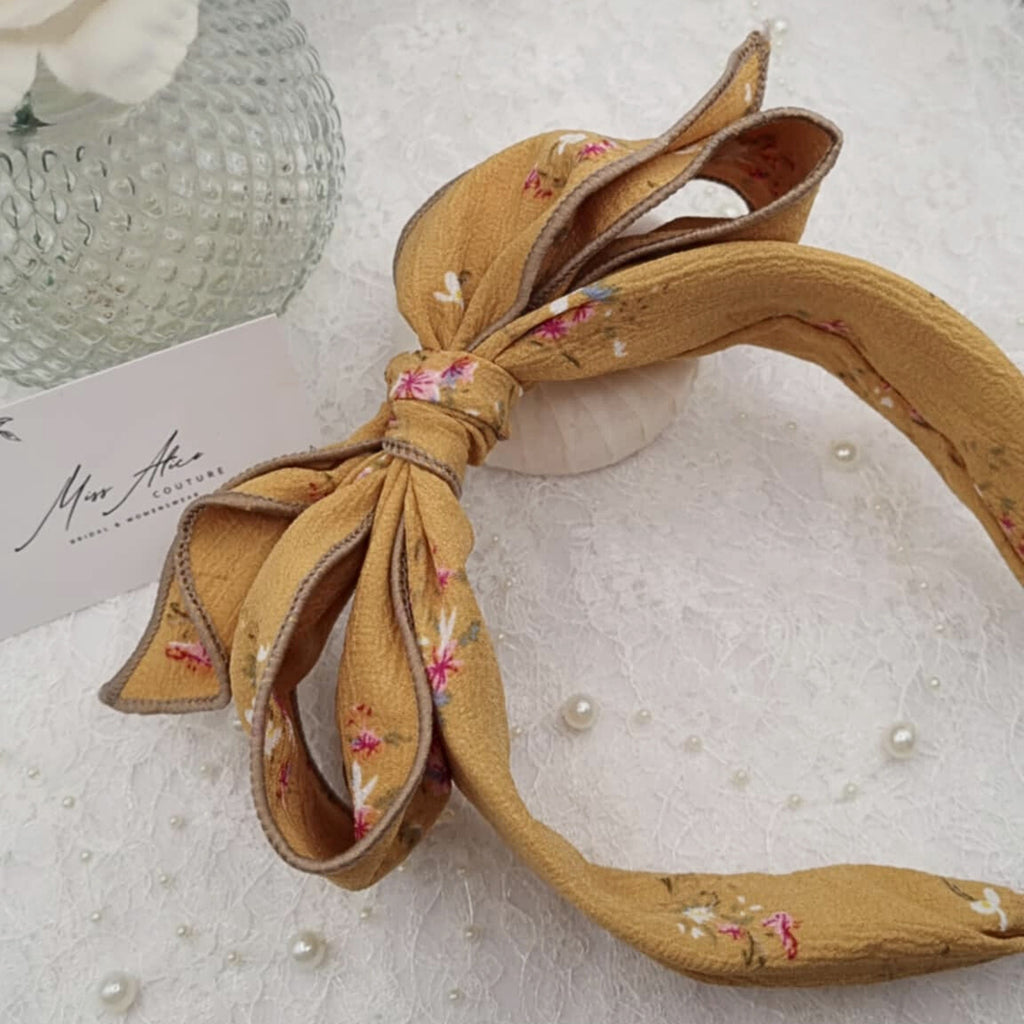 Yellow Floral Bow Headband | Hair Accessory