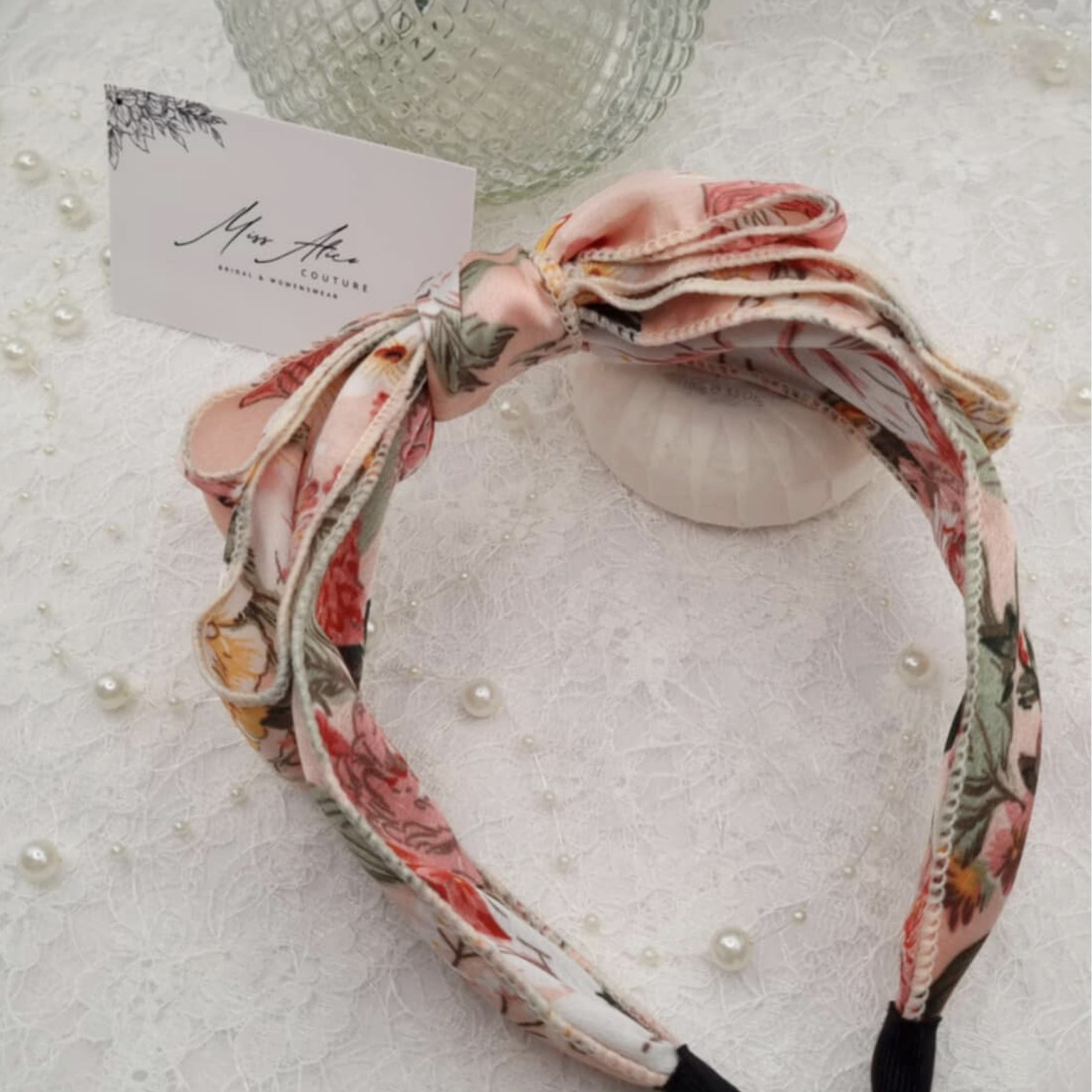 Pink Floral Bow Headband | Hair Accessory