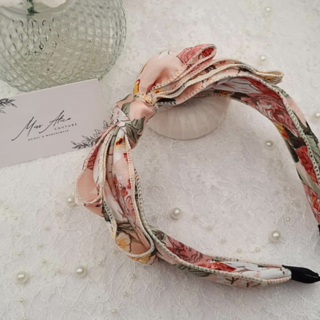 Pink Floral Bow Headband | Hair Accessory