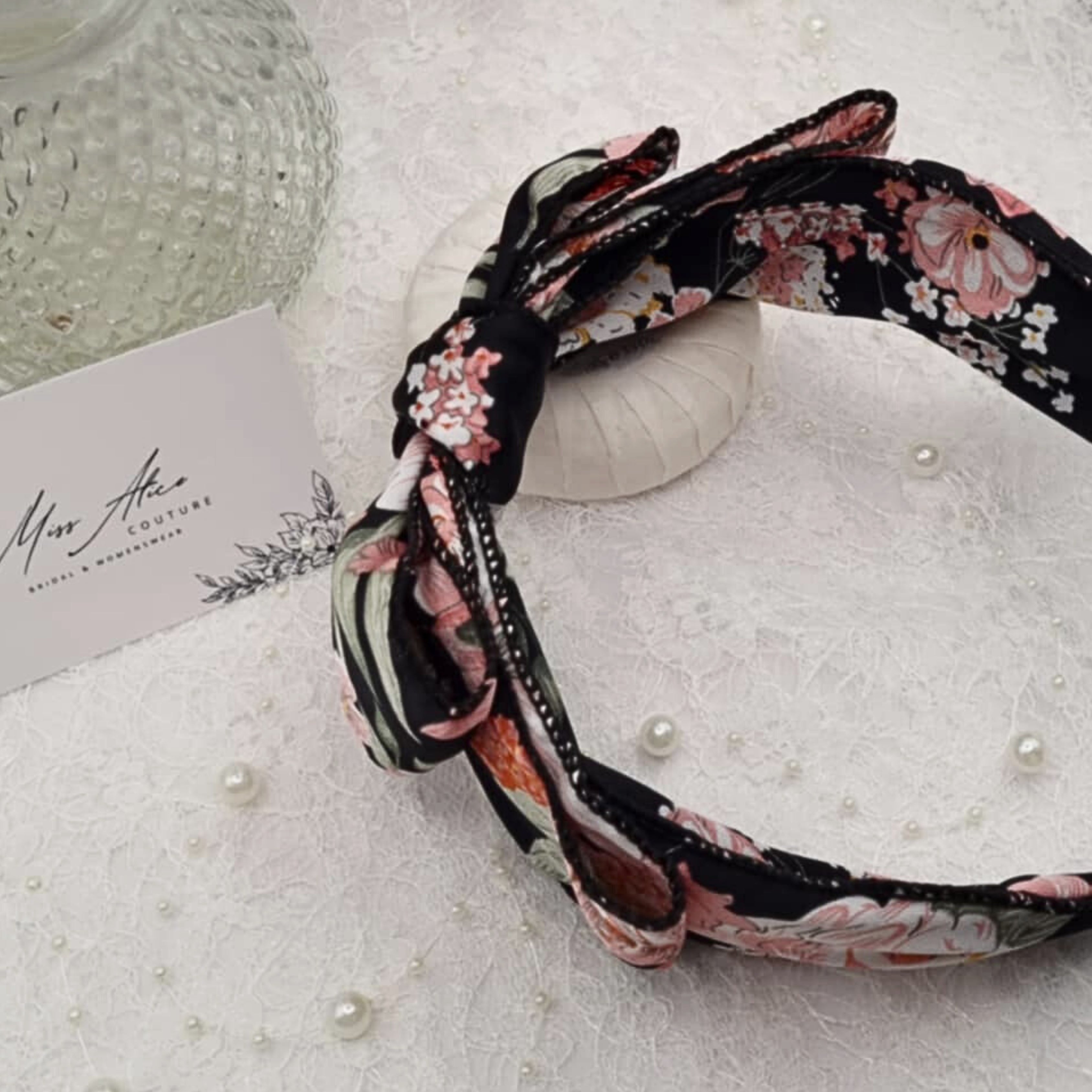 Black Floral Bow Headband | Hair Accessory