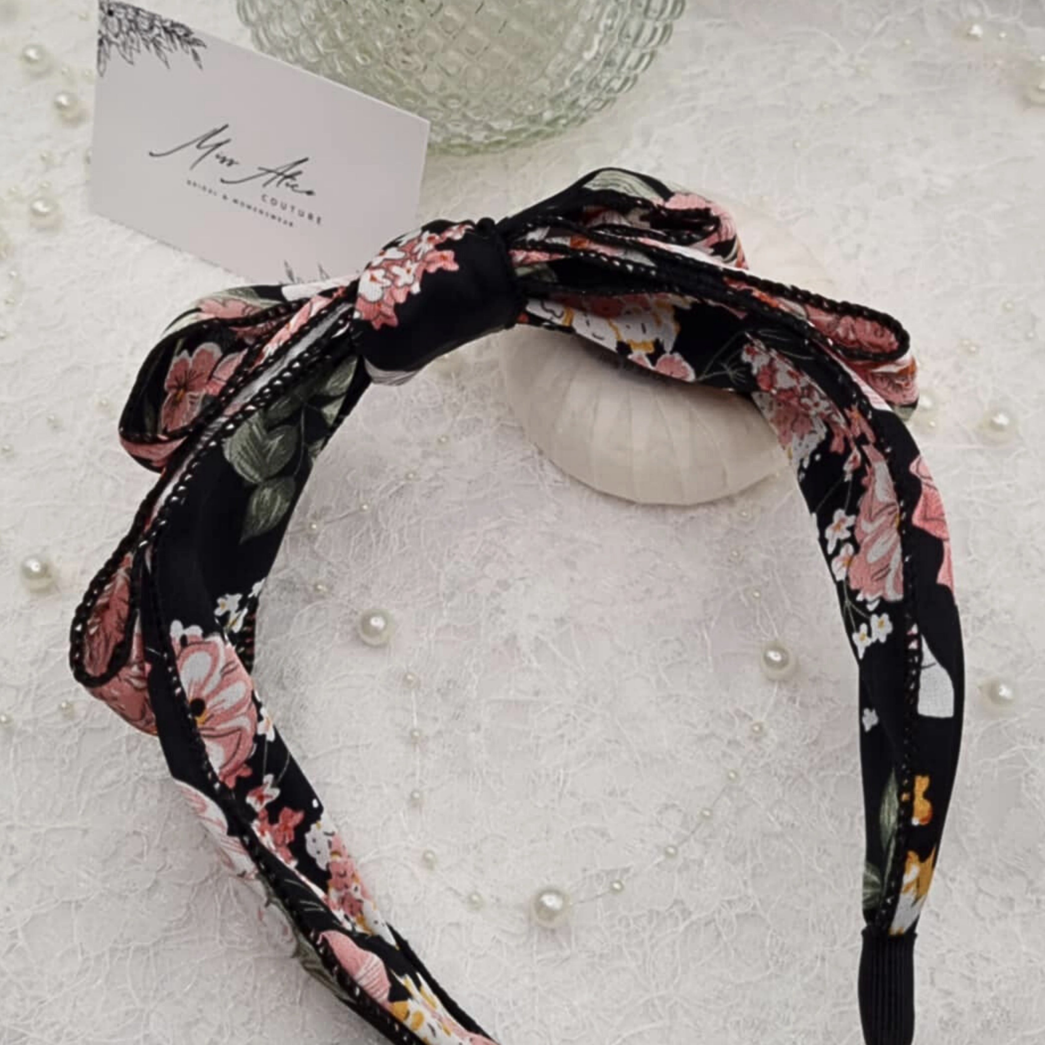 Black Floral Bow Headband | Hair Accessory