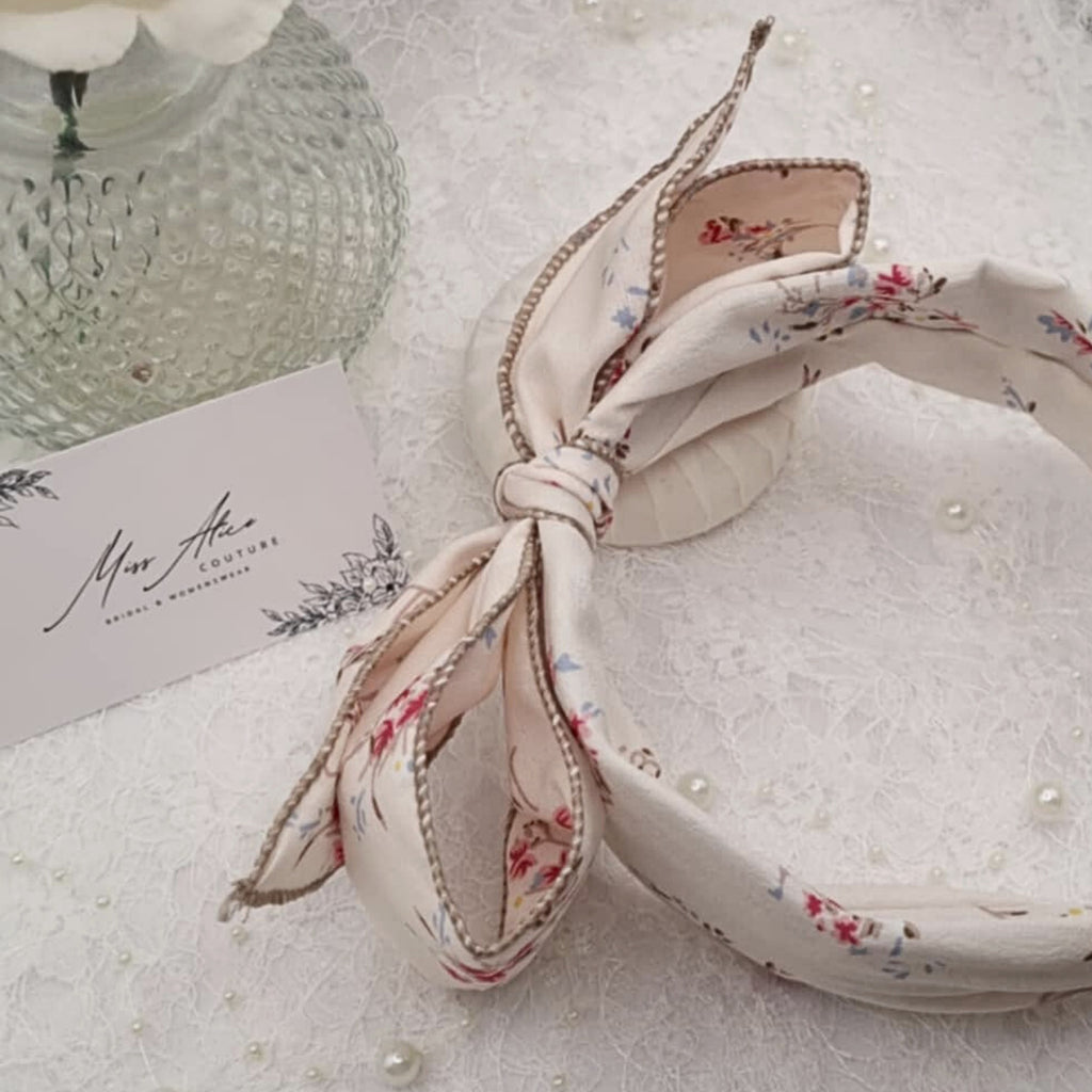 White Floral Bow Headband | Hair Accessory