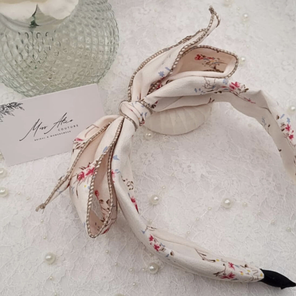 White Floral Bow Headband | Hair Accessory