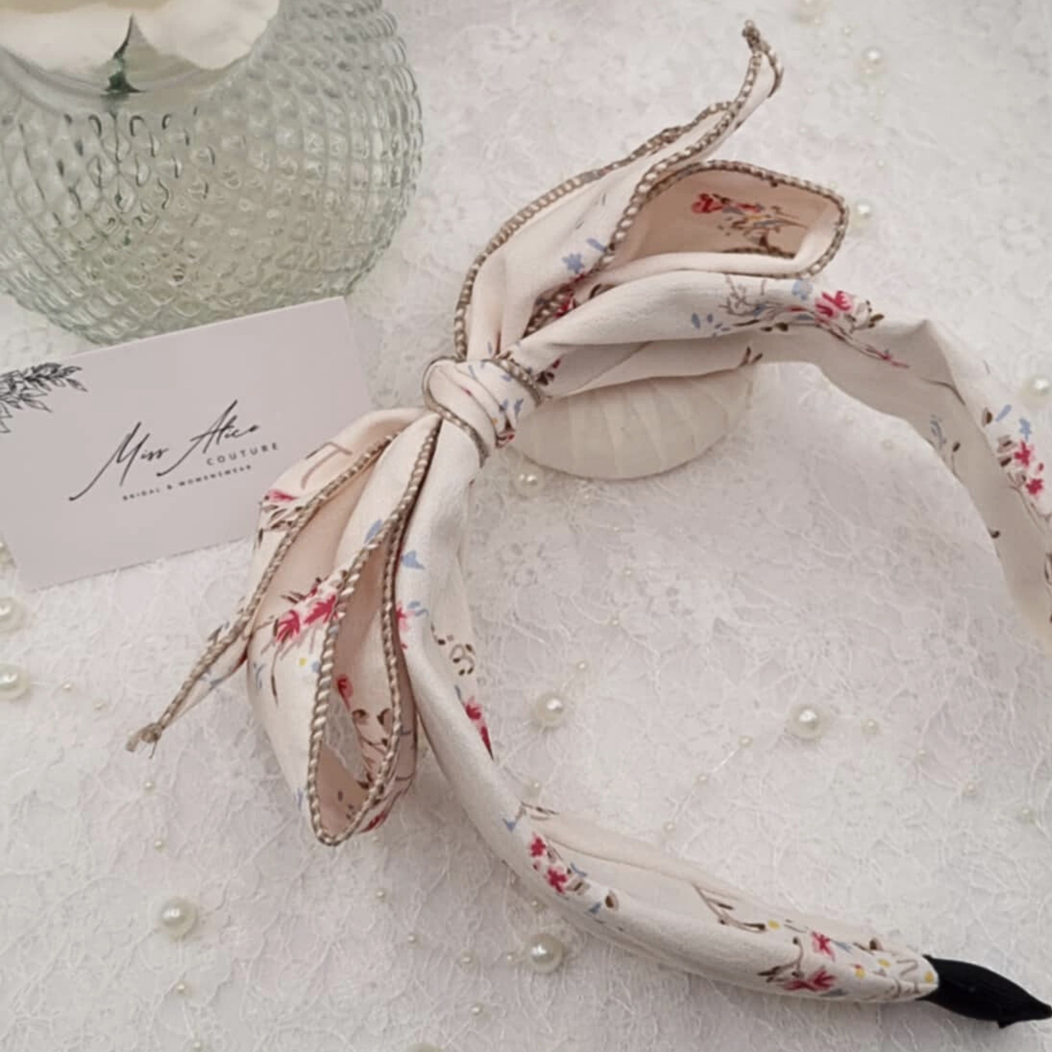 White Floral Bow Headband | Hair Accessory