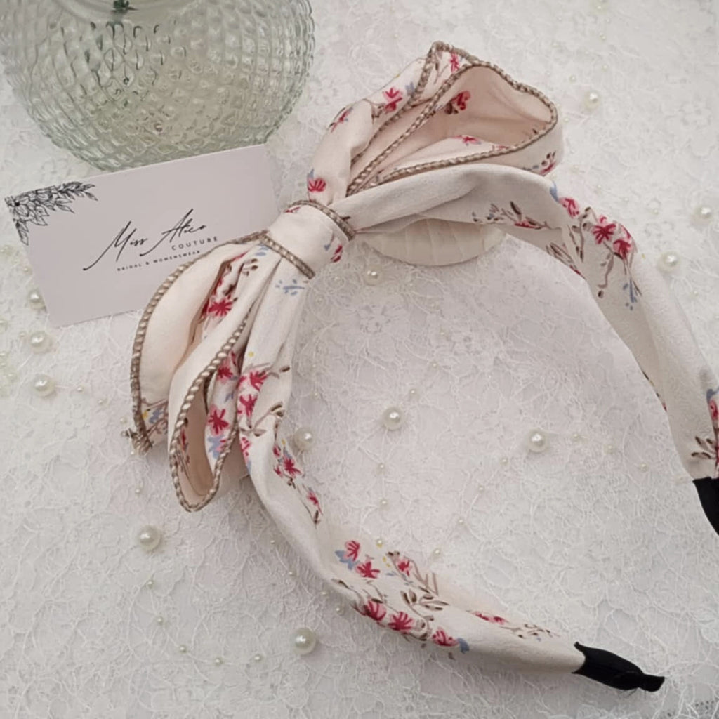 White Floral Bow Headband | Hair Accessory
