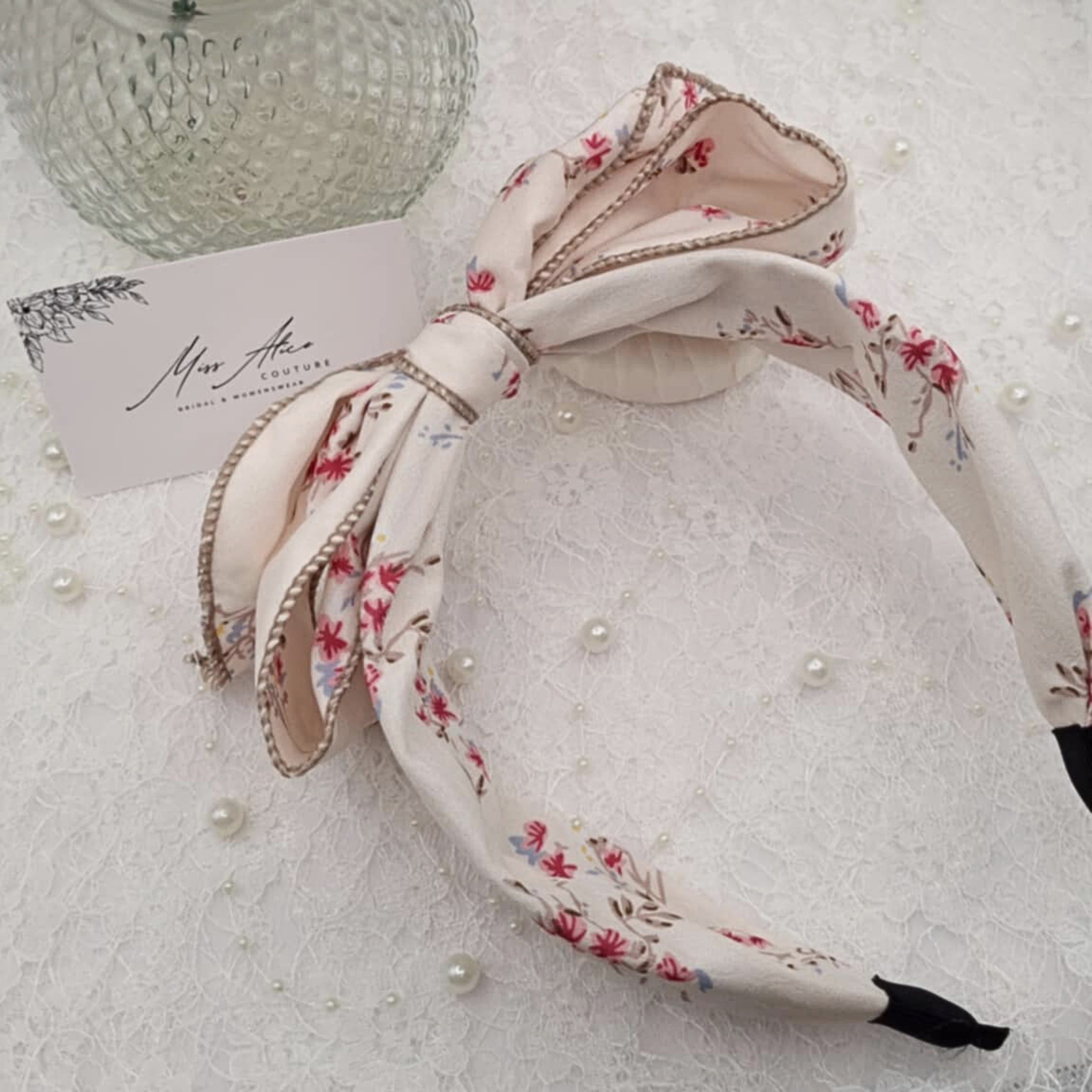 White Floral Bow Headband | Hair Accessory