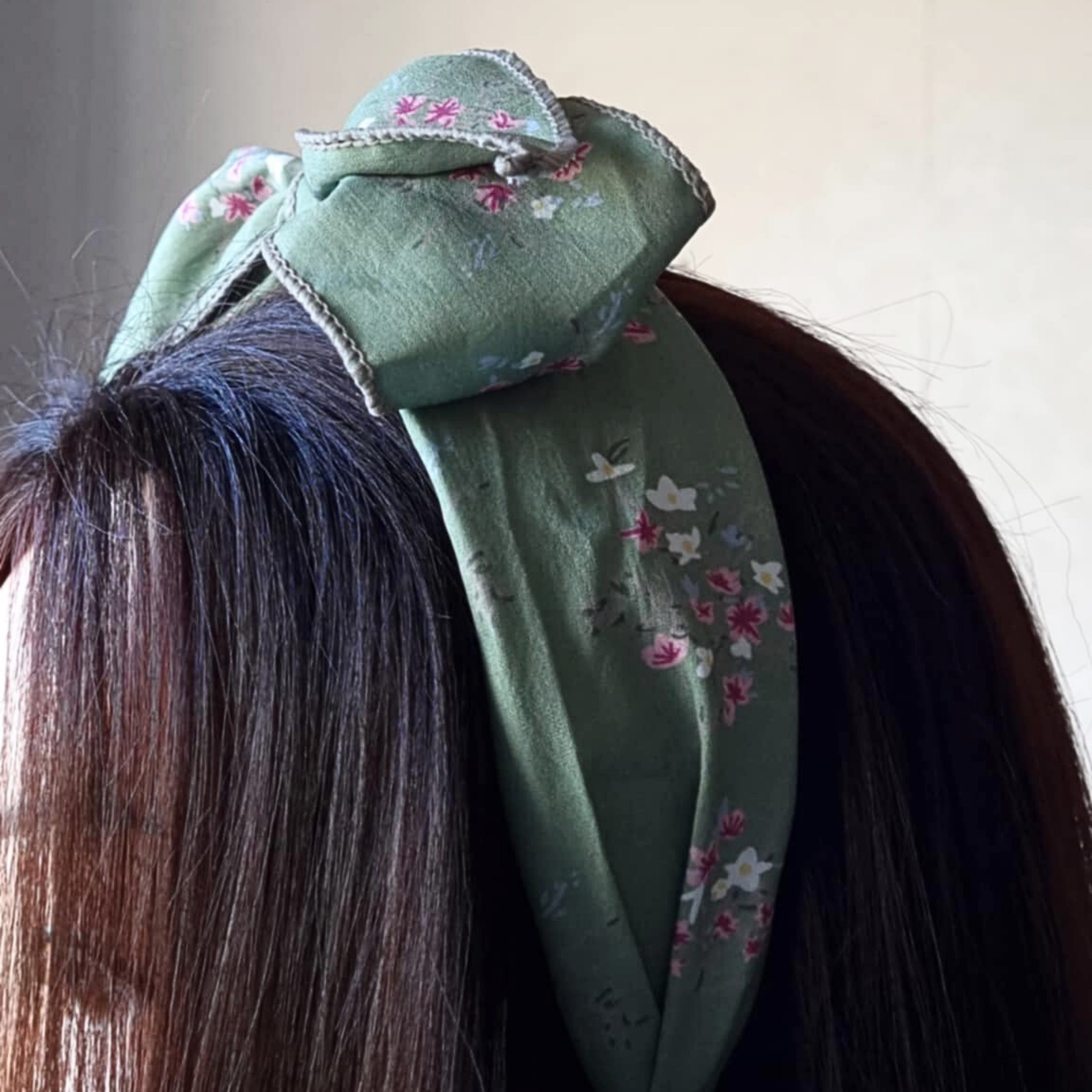 Green Floral Bow Headband | Hair Accessory