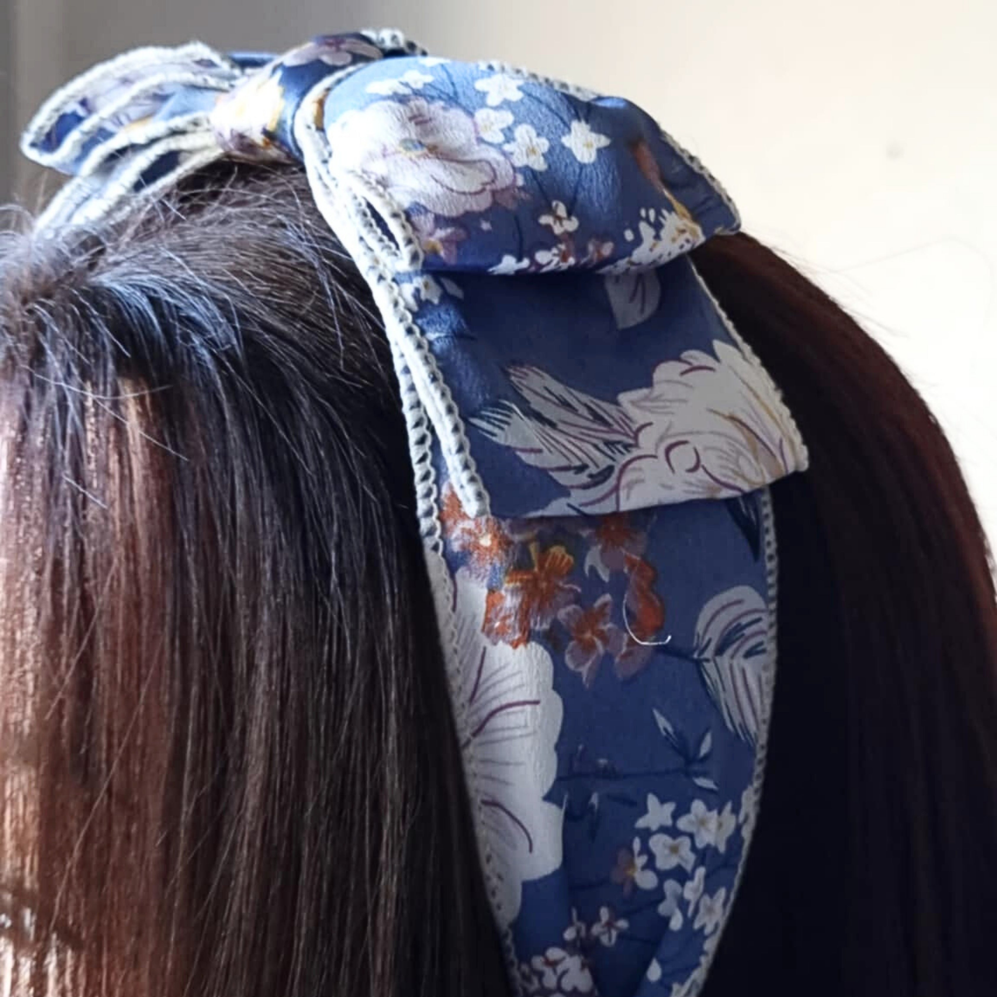 Blue Floral Bow Headband | Hair Accessory