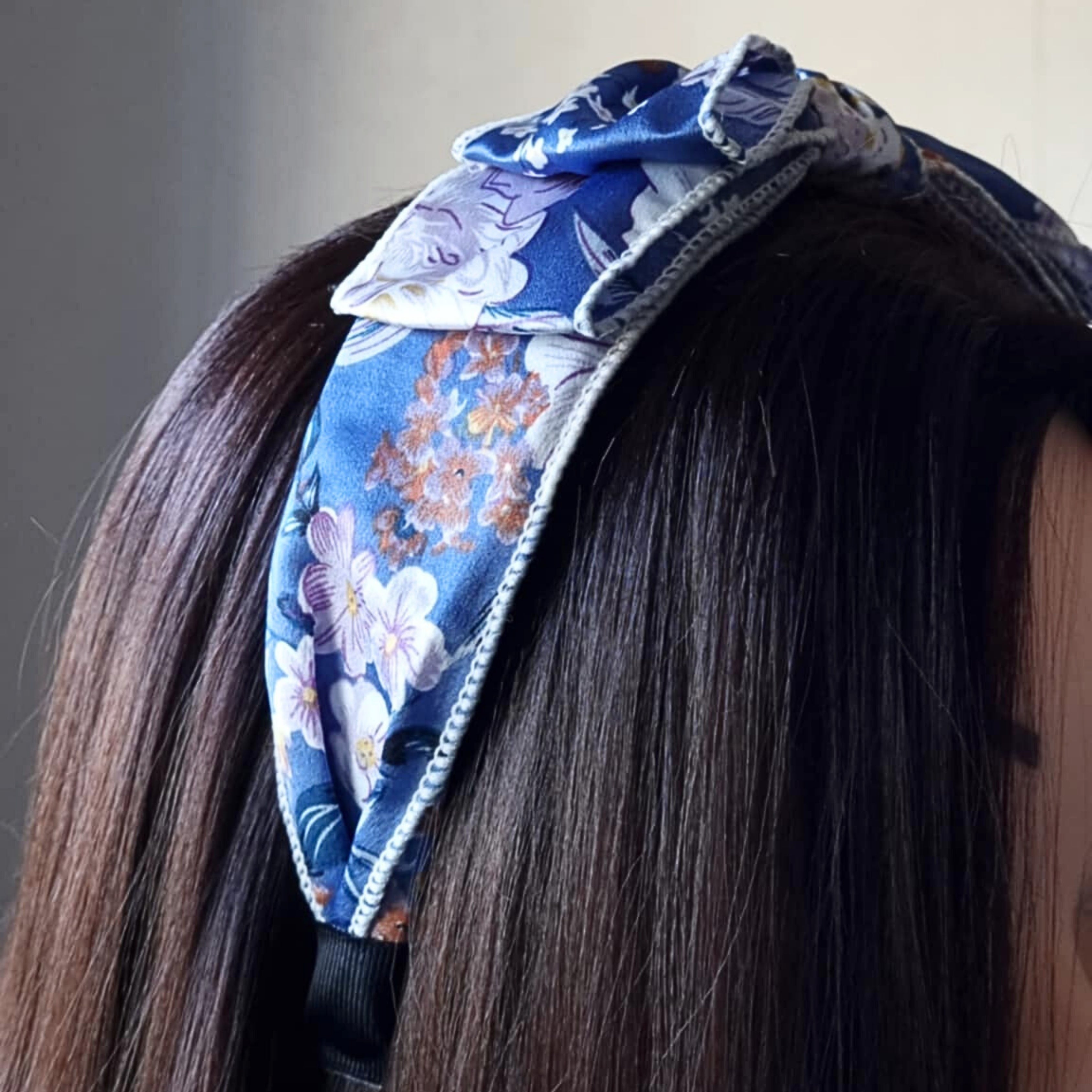 Blue Floral Bow Headband | Hair Accessory