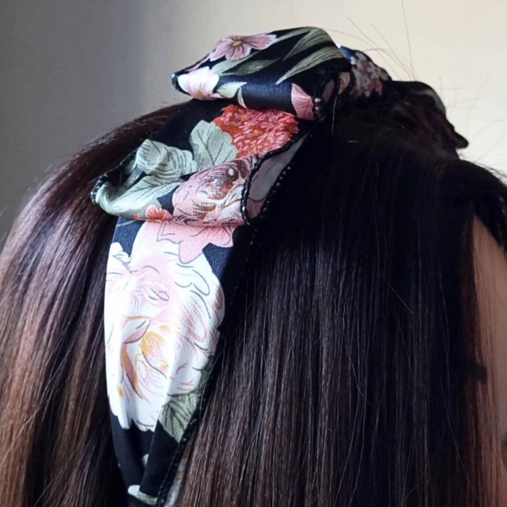 Black Floral Bow Headband | Hair Accessory