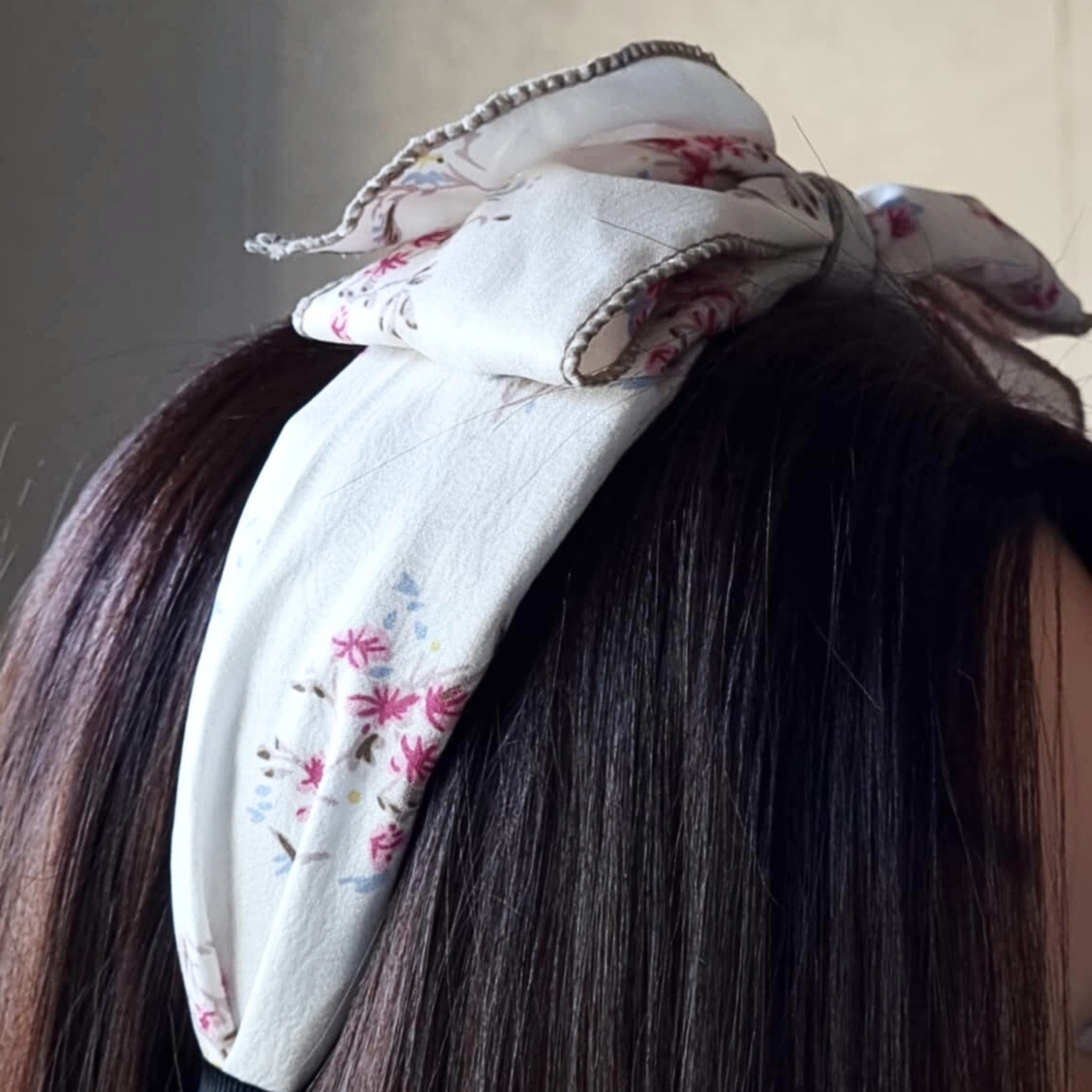 White Floral Bow Headband | Hair Accessory