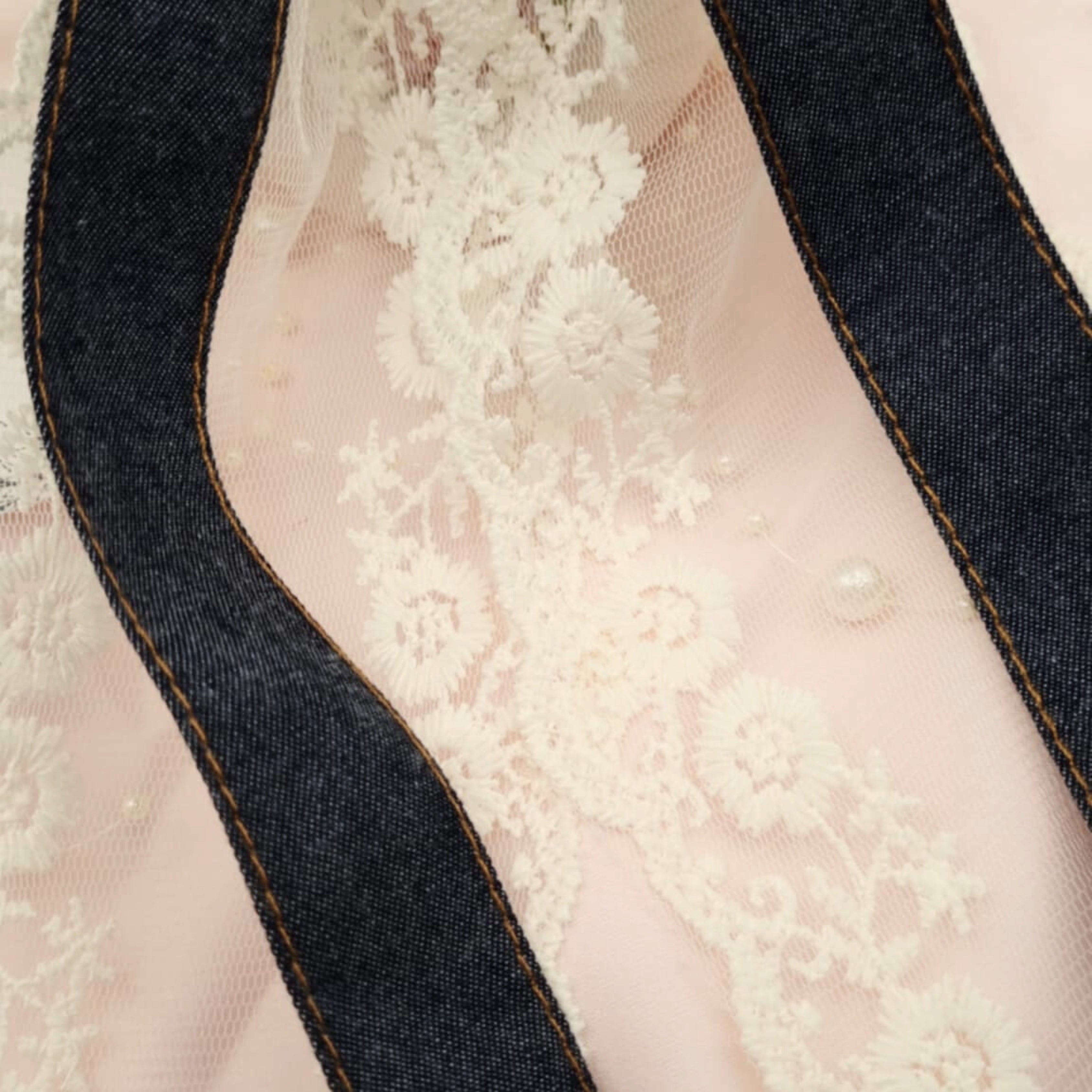 Dark Denim Lace Hair Bow Clip | Handmade Denim Lace Bow | Elegant Hair Clip for Everyday & Occasion Wear