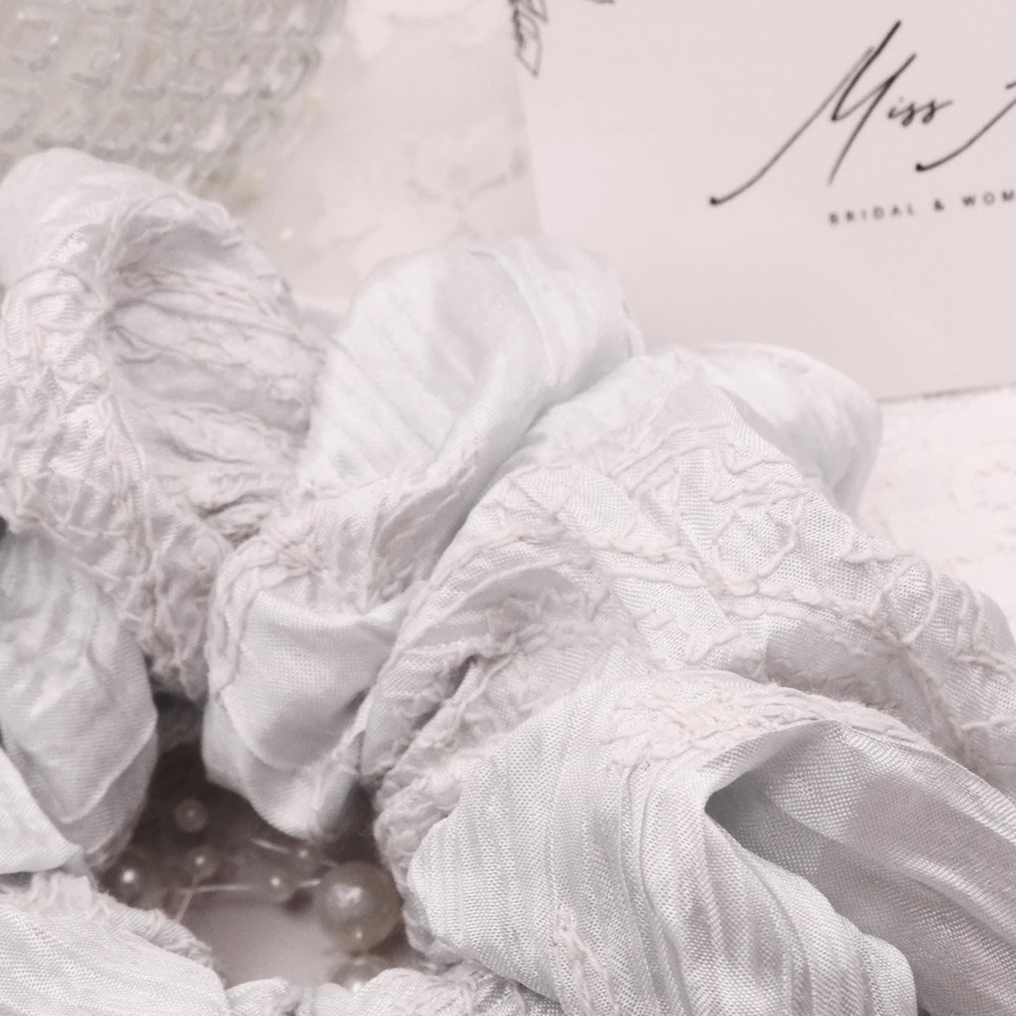 Lily Soft Light Blue Scrunchie | Detailed Fabric
