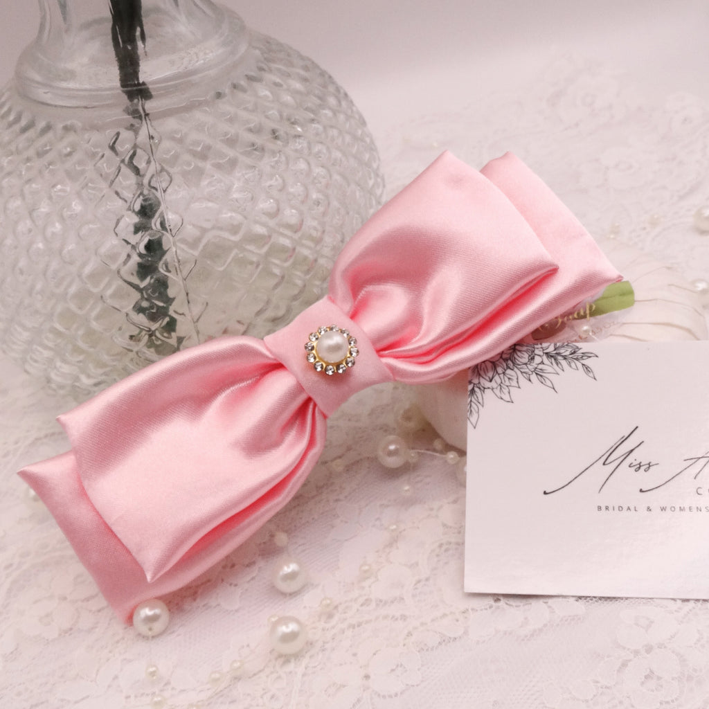 Blossom Mini Bow | Soft Pink Satin | Hair Clip Accessory