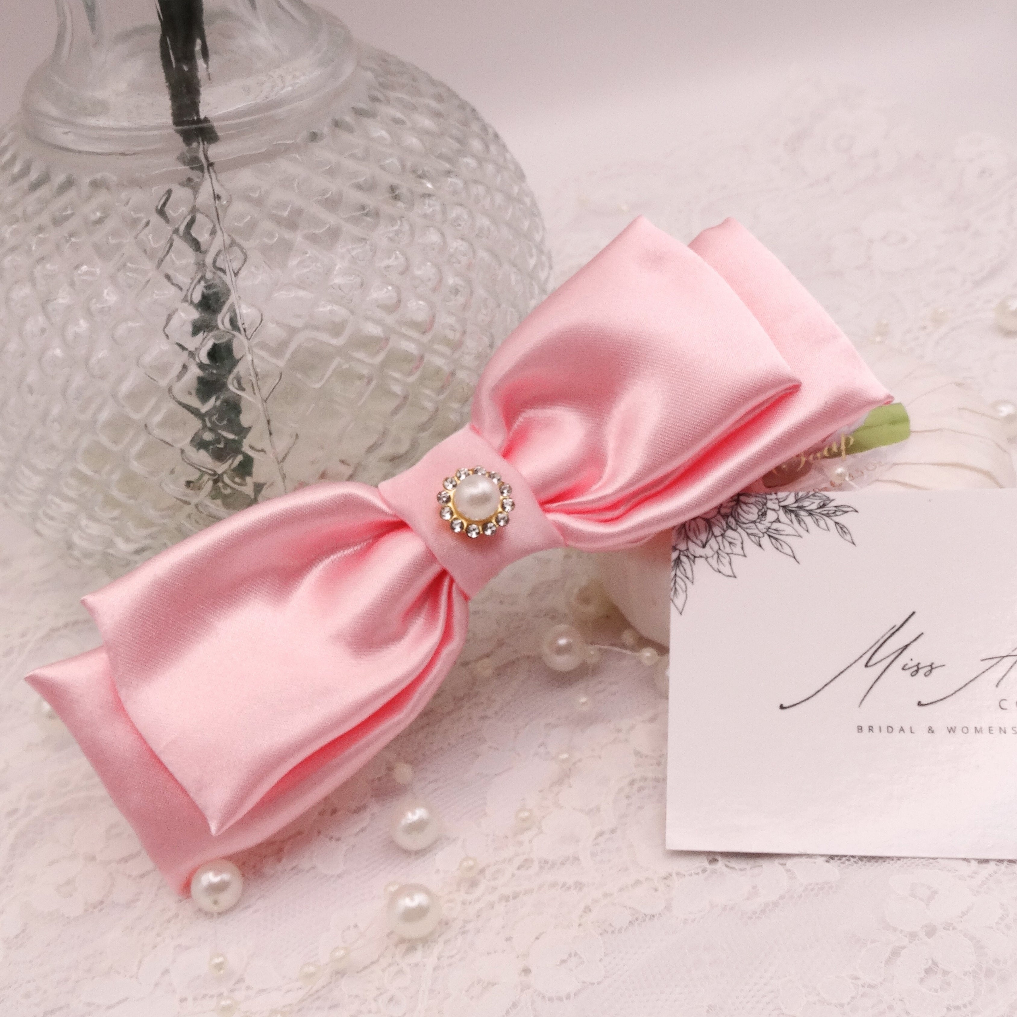 Blossom Mini Bow | Soft Pink Satin | Hair Clip Accessory