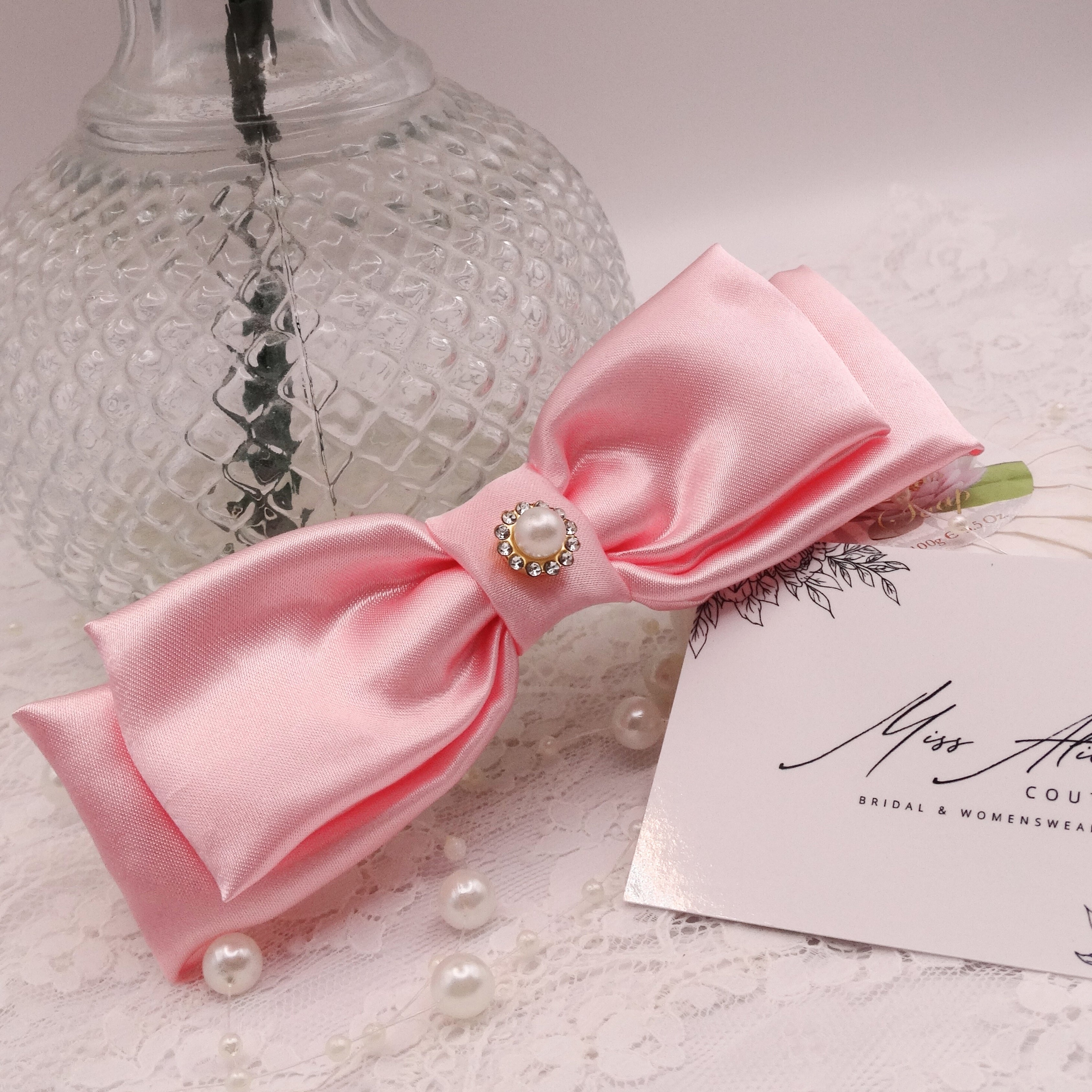 Blossom Mini Bow | Soft Pink Satin | Hair Clip Accessory
