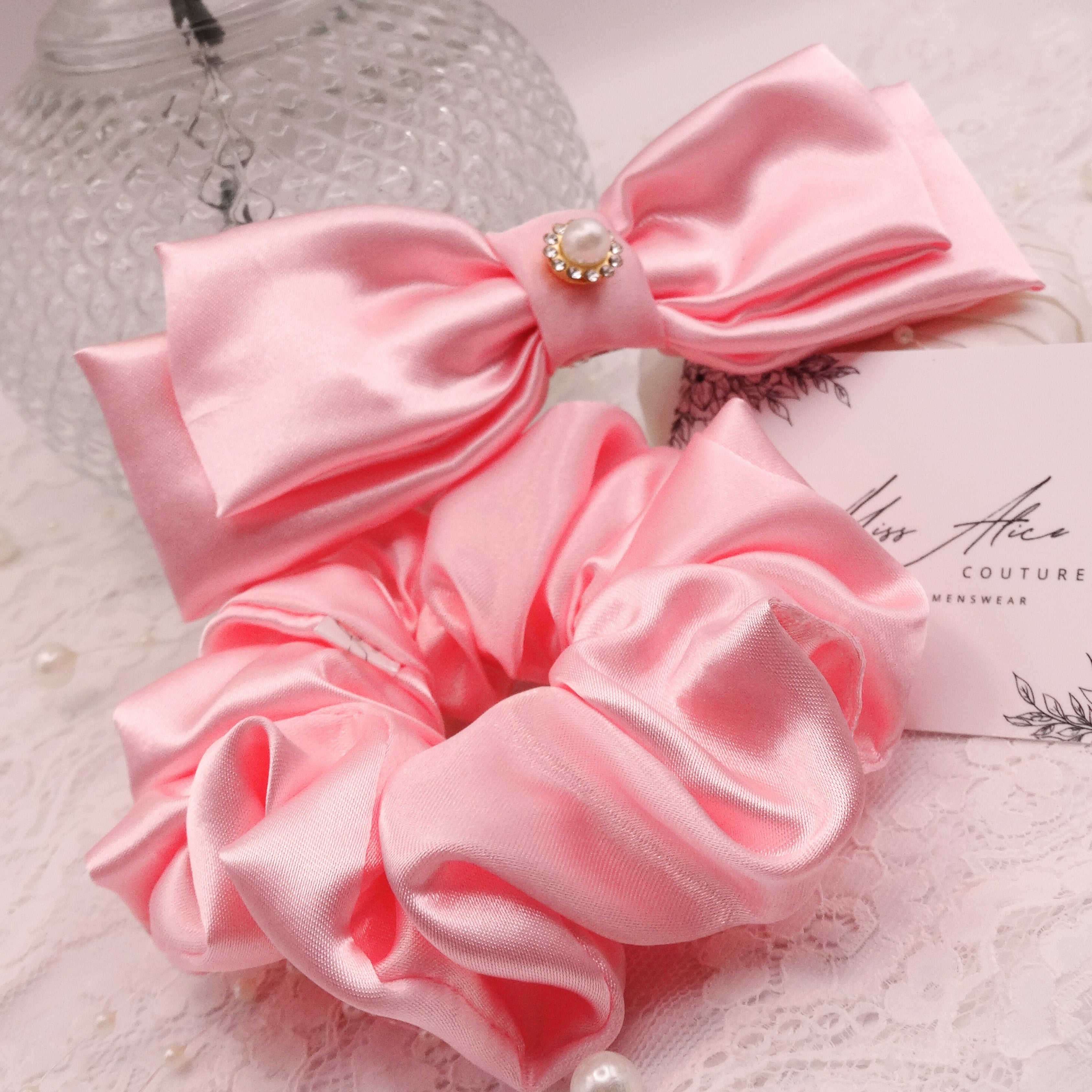 Blossom Mini Bow | Soft Pink Satin | Hair Clip Accessory