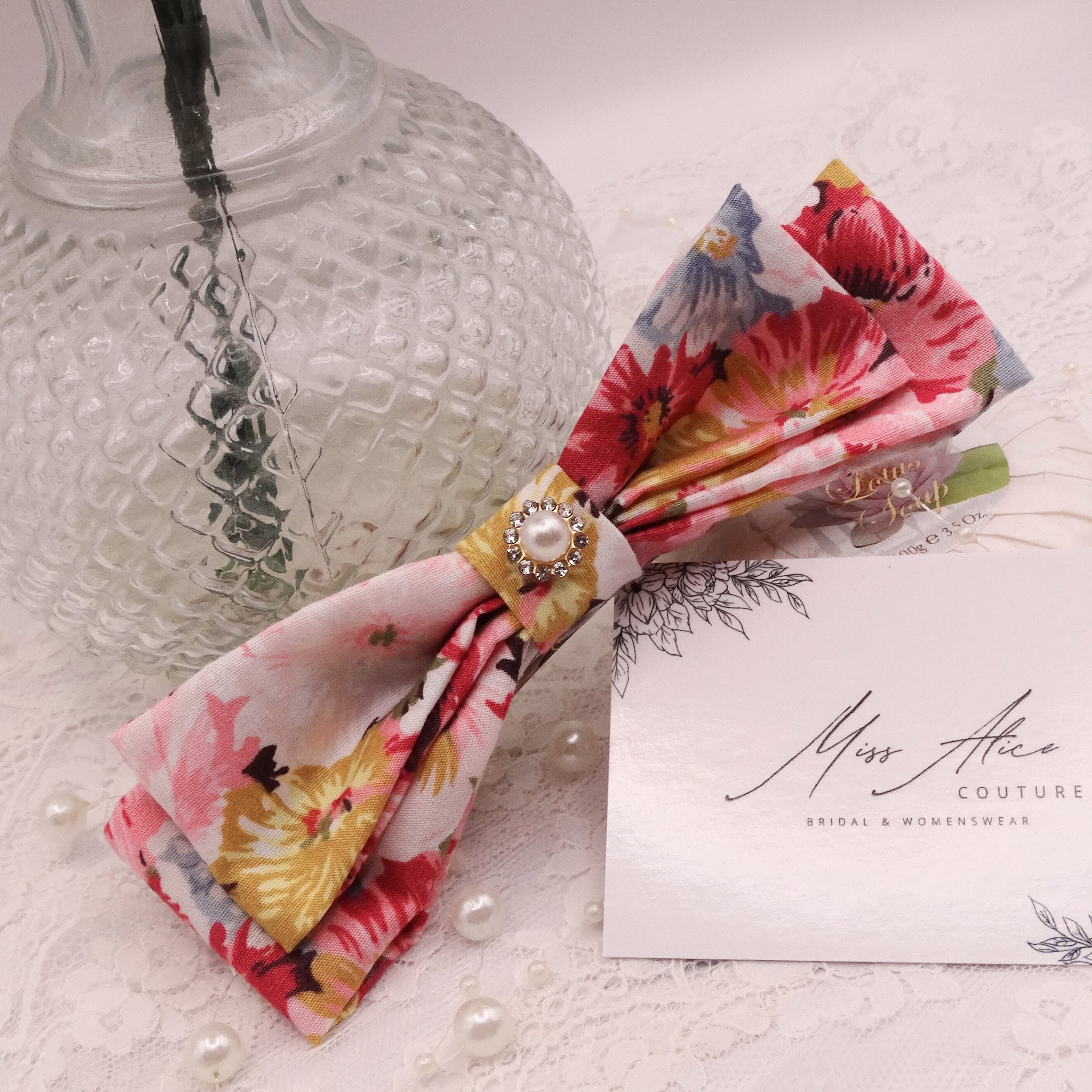 Mae Mini Bow | Soft Floral Cotton | Hair Clip Accessory