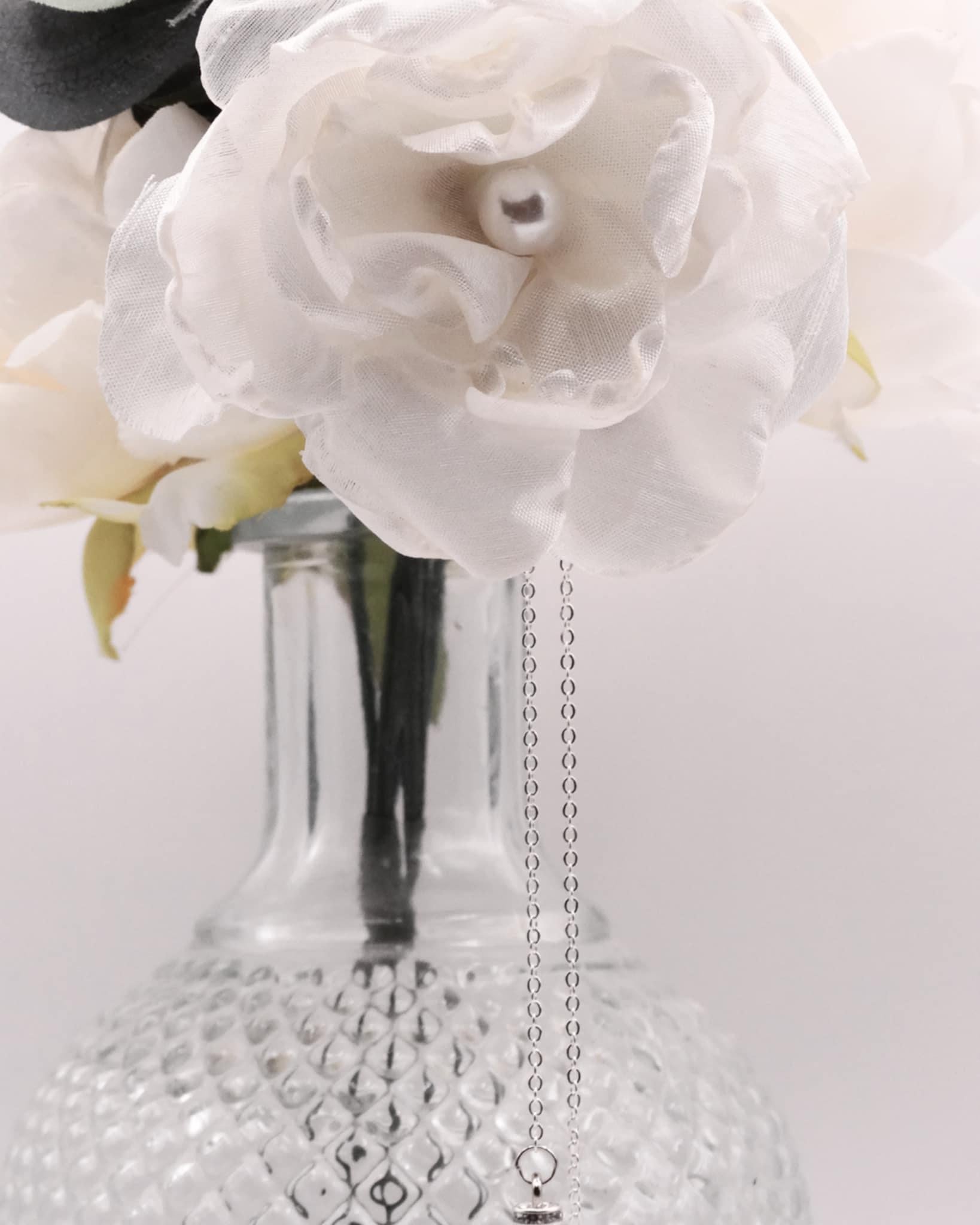 Primrose Silk Flower Hair Clip with Hanging Pearl Chain | Ivory Hair Accessory